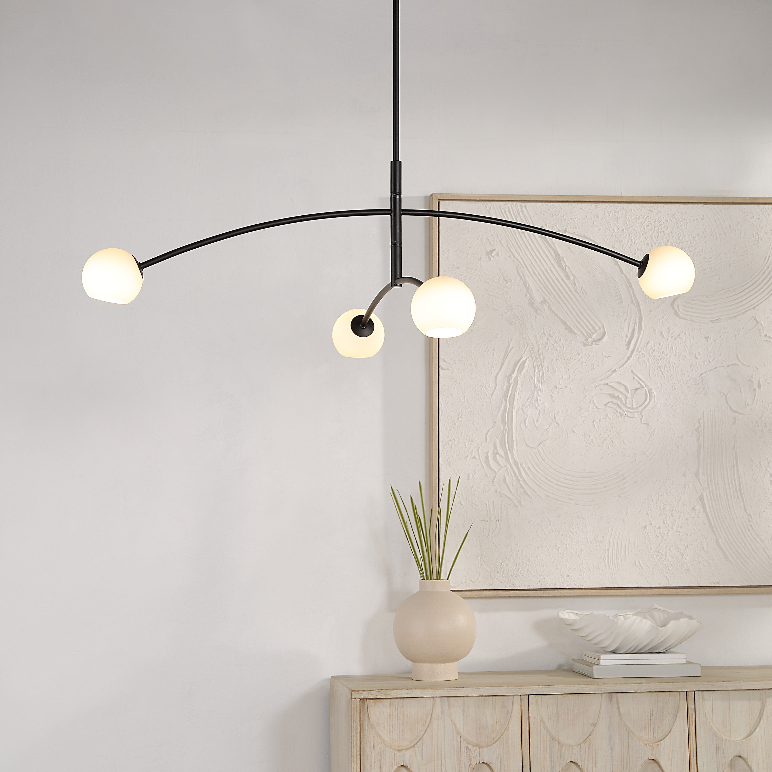 Nube 54" Wide 4-Light Chandelier, Matte Black - Lifestyle Image - LPC4472
