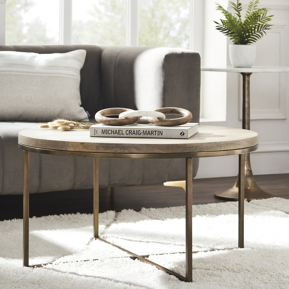 Liana Indoor Mango Wood Table, Antique Brass - Lifestyle Image - TA445