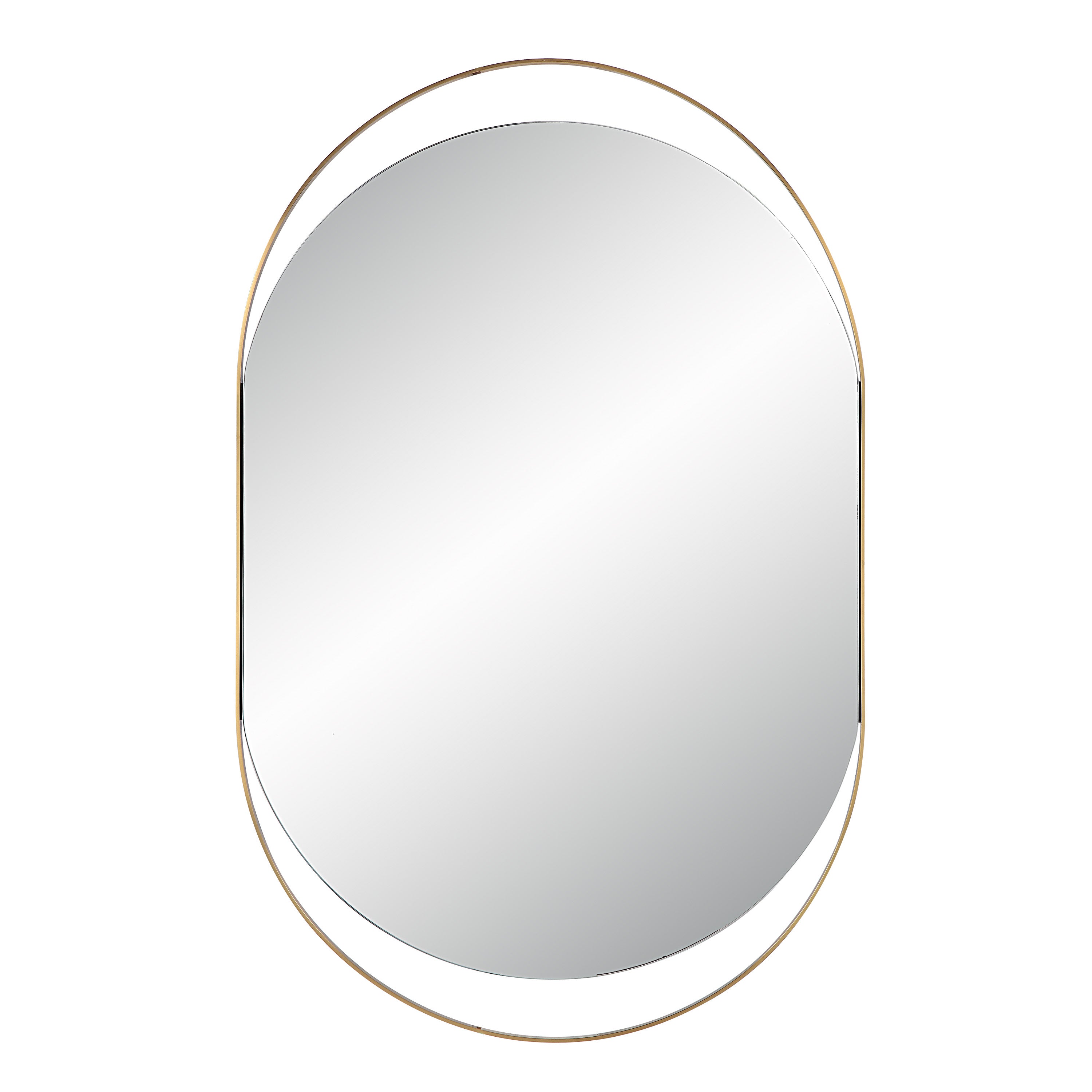 Ecru 40" Tall Pill Oval Mirror, Satin Brass - Main Image - MT2629