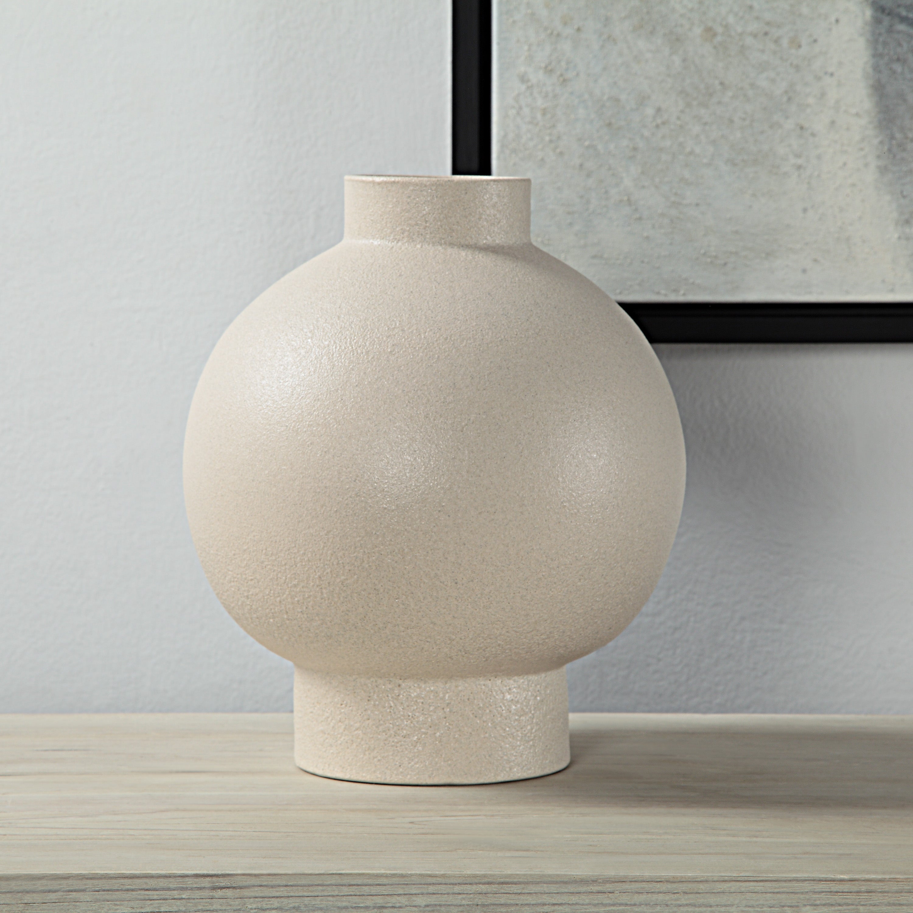 Lamoureux Indoor Ceramic Vase, Textured Matte Ivory - Lifestyle Image - VAS259