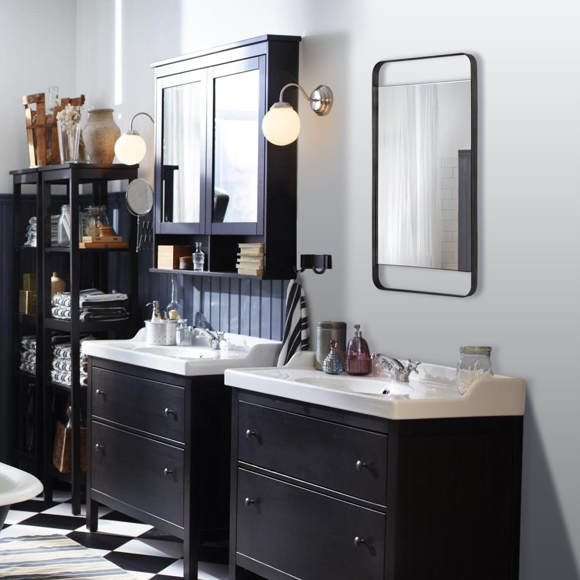Tiffey 38.2" Tall Rectangle Wall Mirror, Grey - Lifestyle Image - MT1627