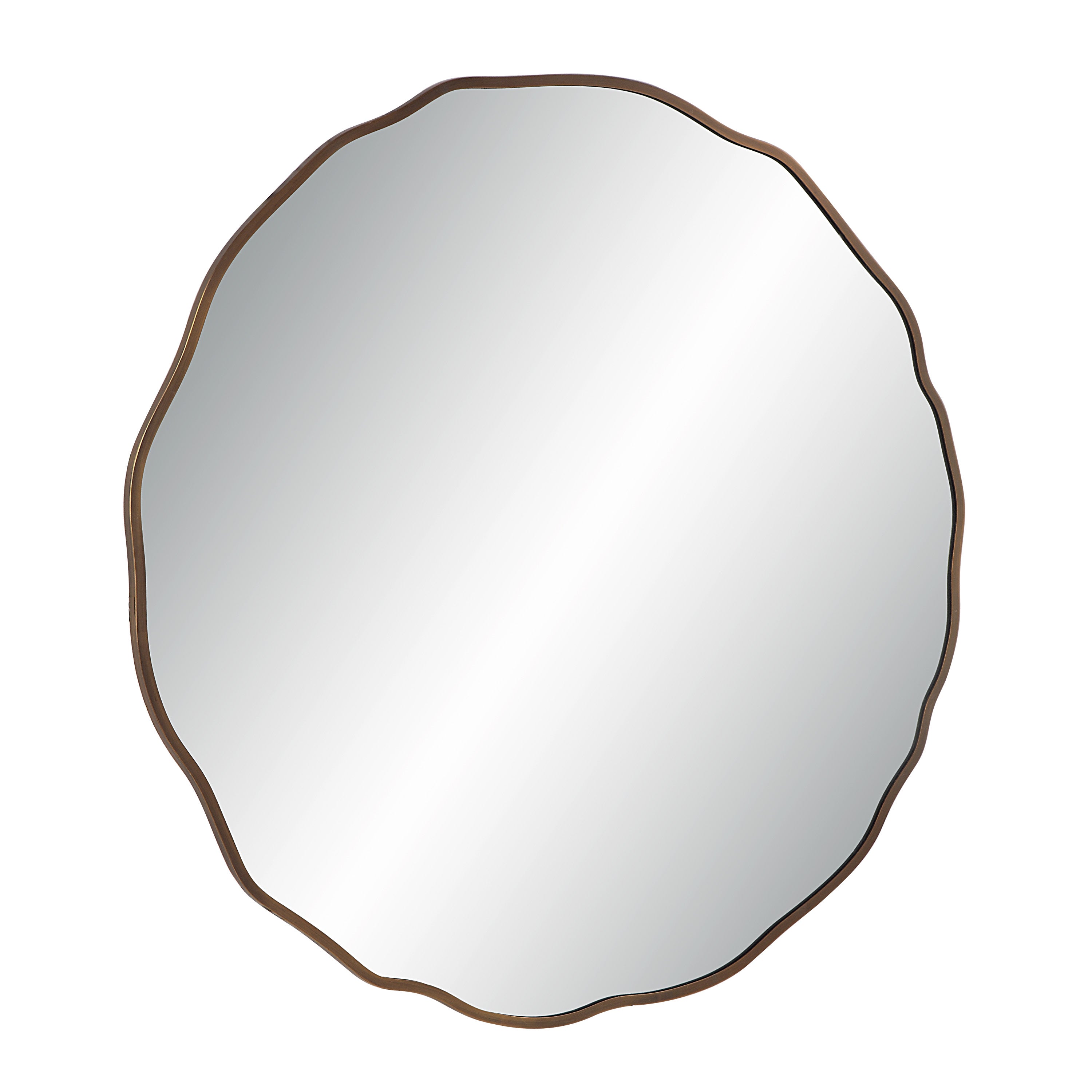 Bern 40" Tall Round Irregular Mirror, Antique Brushed Brass - Angle Image - MT2634