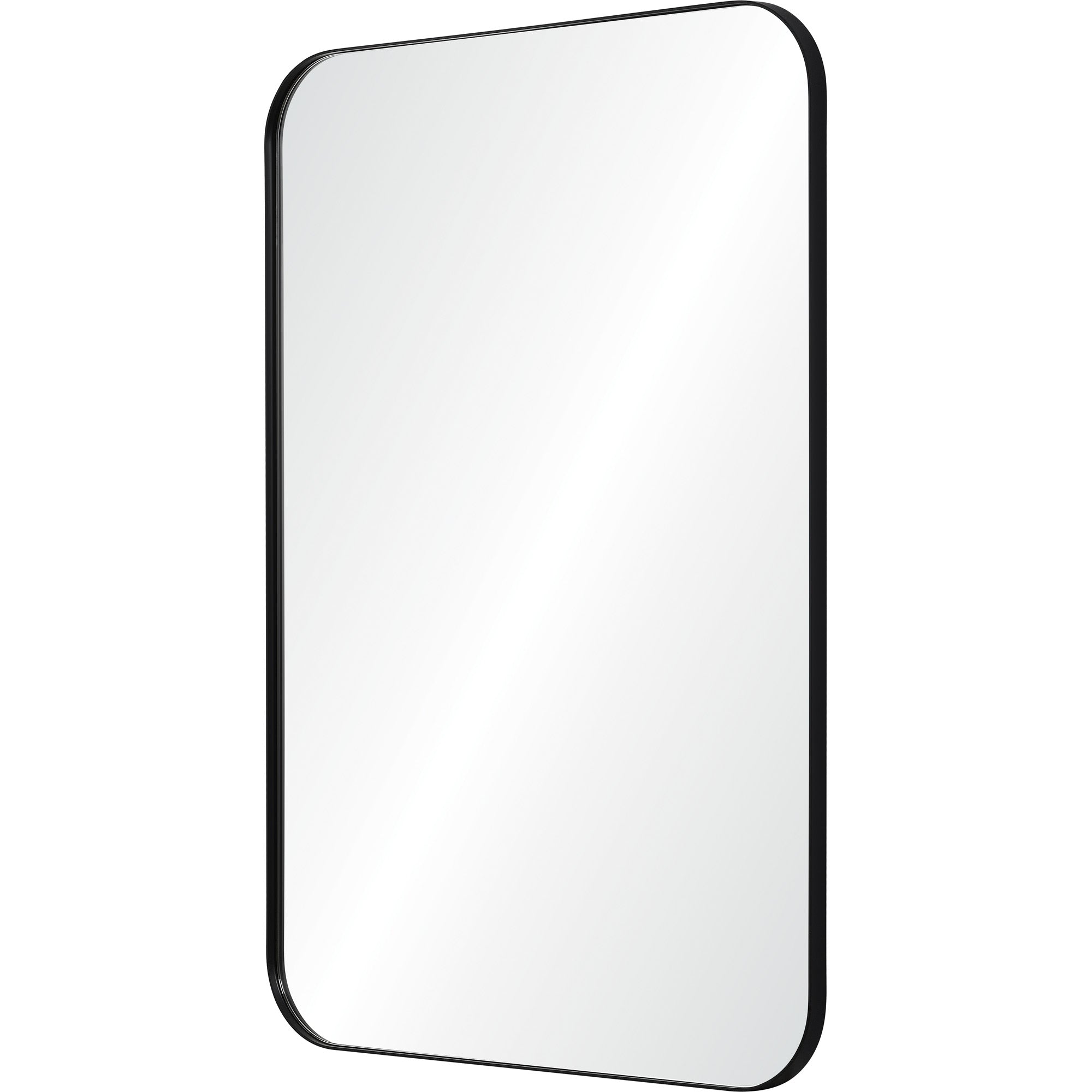 Glencoe 36" Tall Rectangle Wall Mirror, Black - Angle Image - MT2533