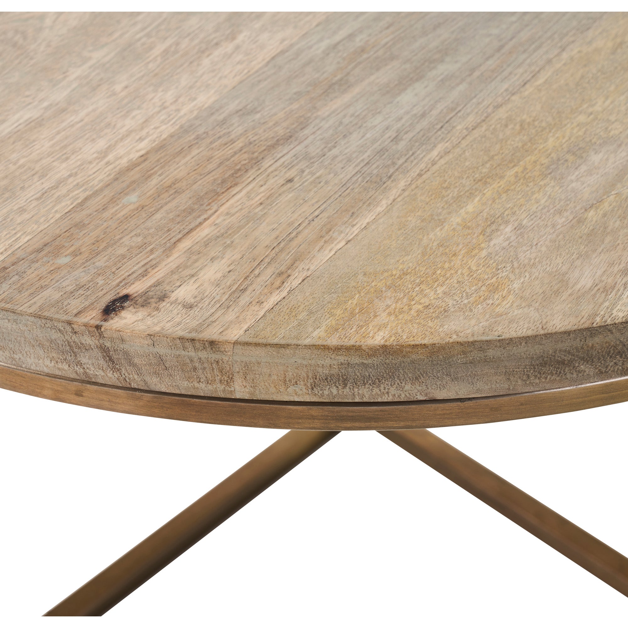 Liana Indoor Mango Wood Table, Antique Brass - Detail Image - TA445