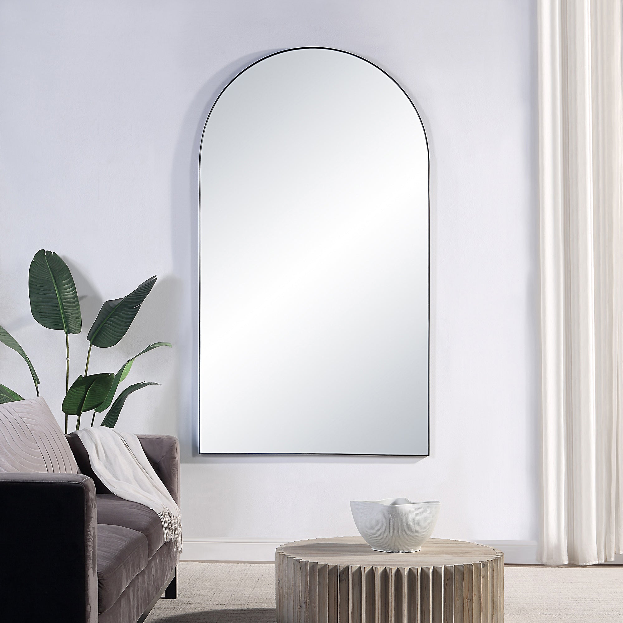 Farida 82" Tall Arch Full Length Mirror, Black - Lifestyle Image - MT2508