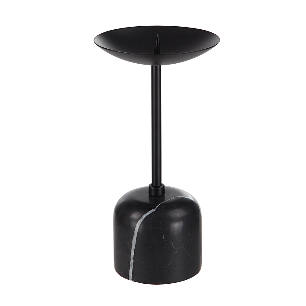 Uma Indoor Iron Set Of 2 Pillar Candle Holder, Matte Black - Additional Image 2 - CAN185