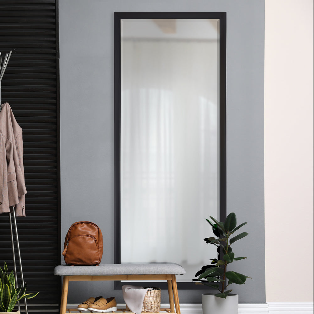 Delacorte 80" Tall Rectangle Wall Mirror, Black - Lifestyle Image - MT2403