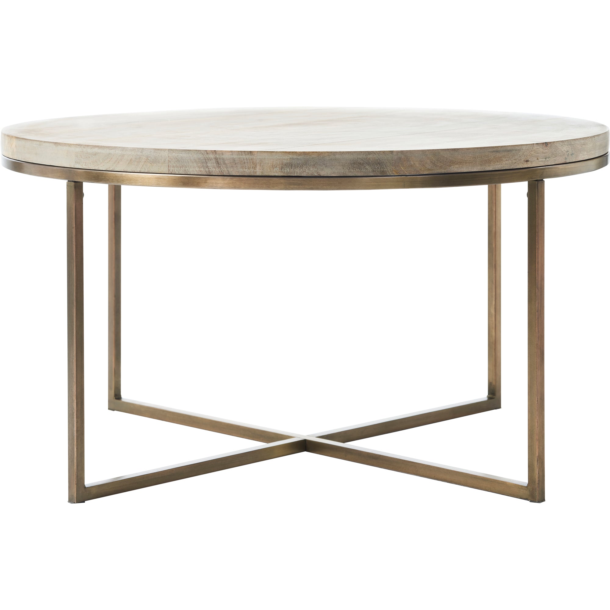 Liana Indoor Mango Wood Table, Antique Brass - Angle Image - TA445