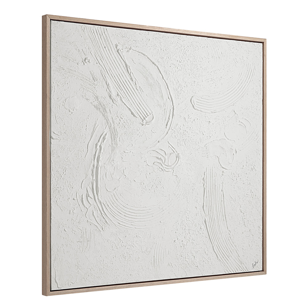 Luz 50" Wide Canvas Art with Wood Frame, Cream - Angle Image - OL2163