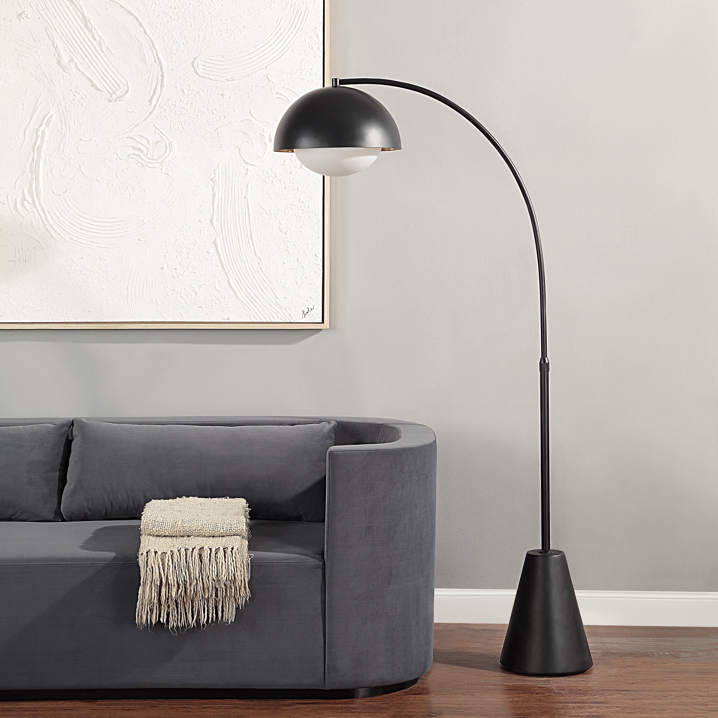 Cooke 65 - 75" Tall Matte Black Floor Lamp with Shade - Lifestyle Image - LPF3152
