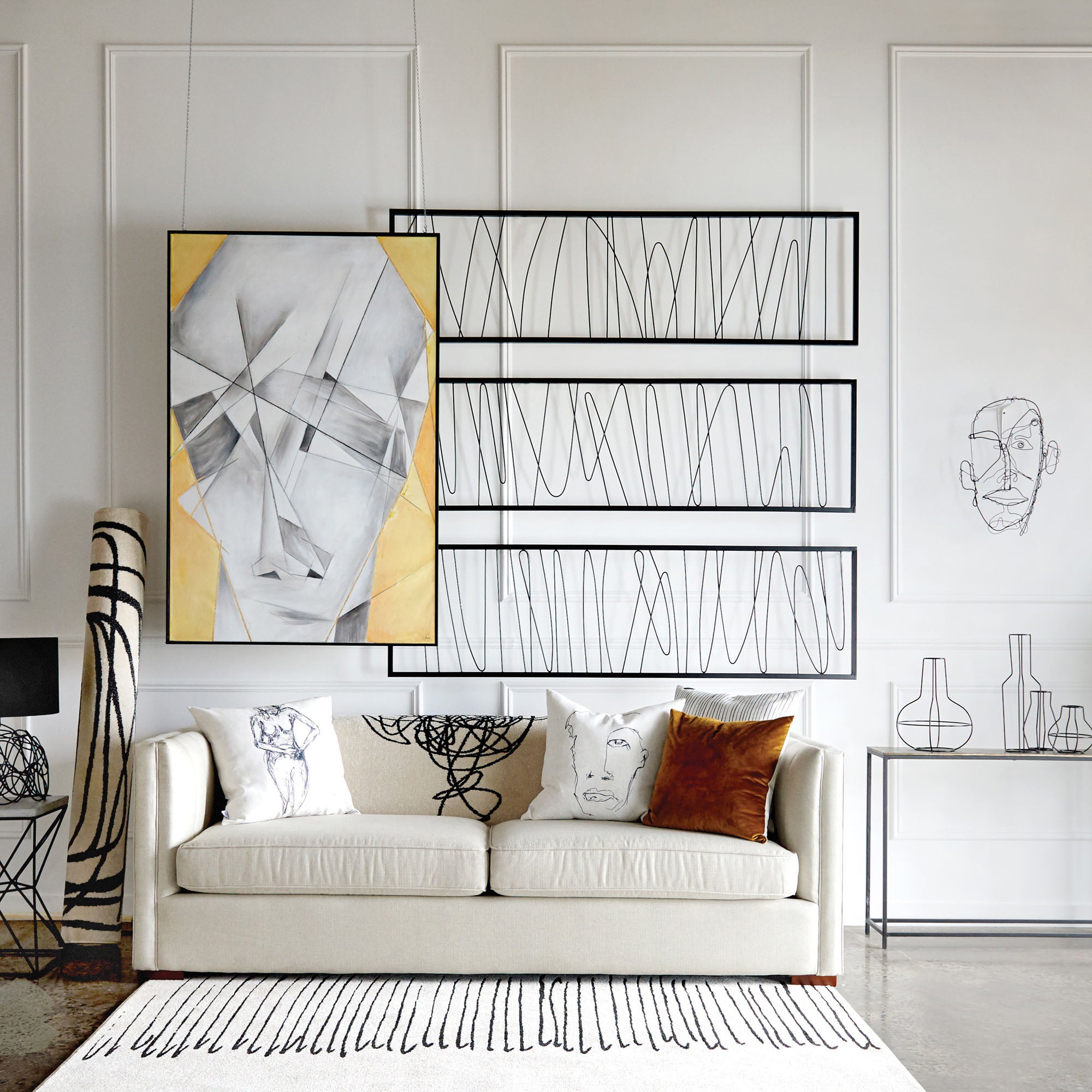 Studio Line - Linear 19.8" Wide Wall Art, Black - Lifestyle Image - W6556