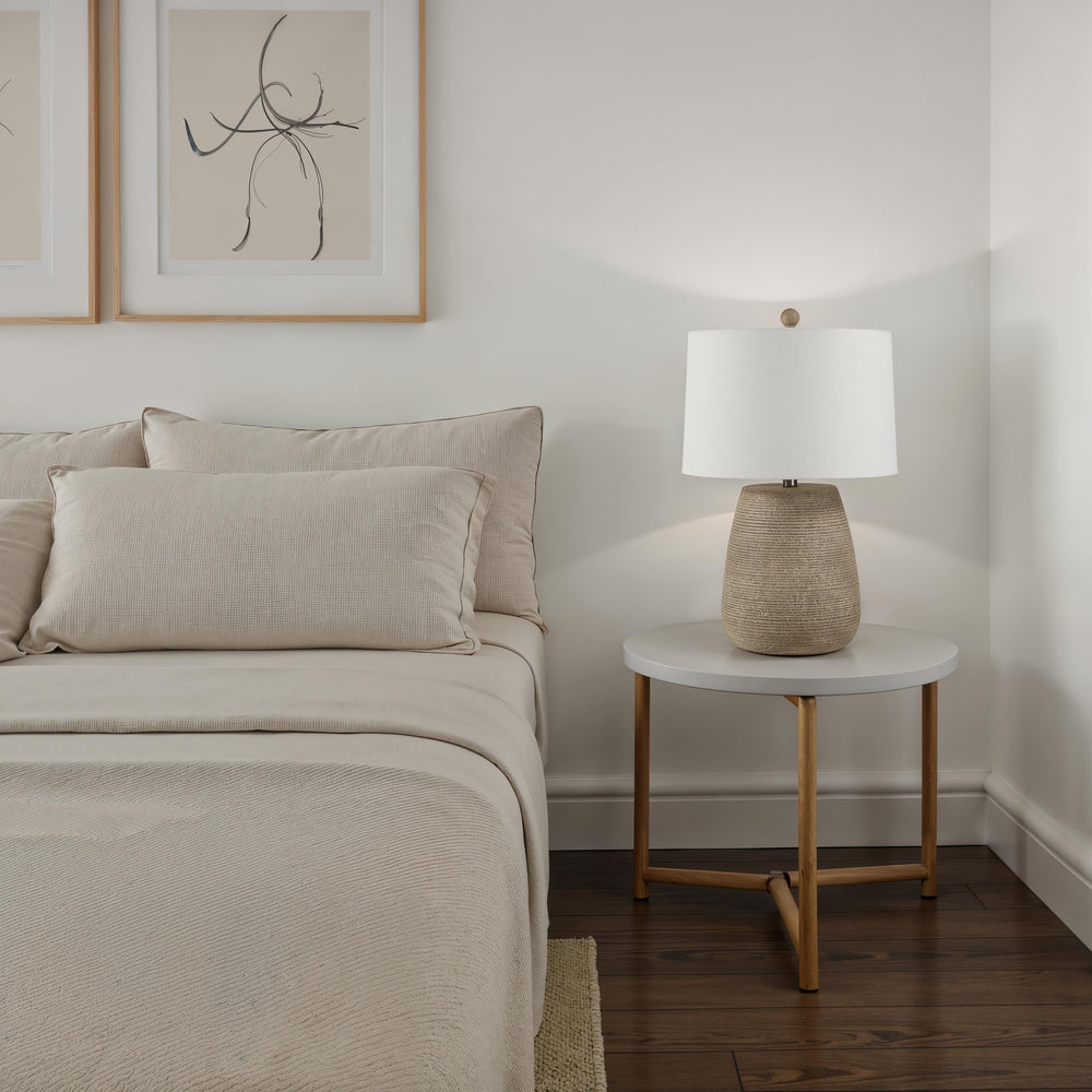 Optima 23.5" Height Table Lamps, Faux Ribbed Stone Texture - Lifestyle Image - LPT1378EV