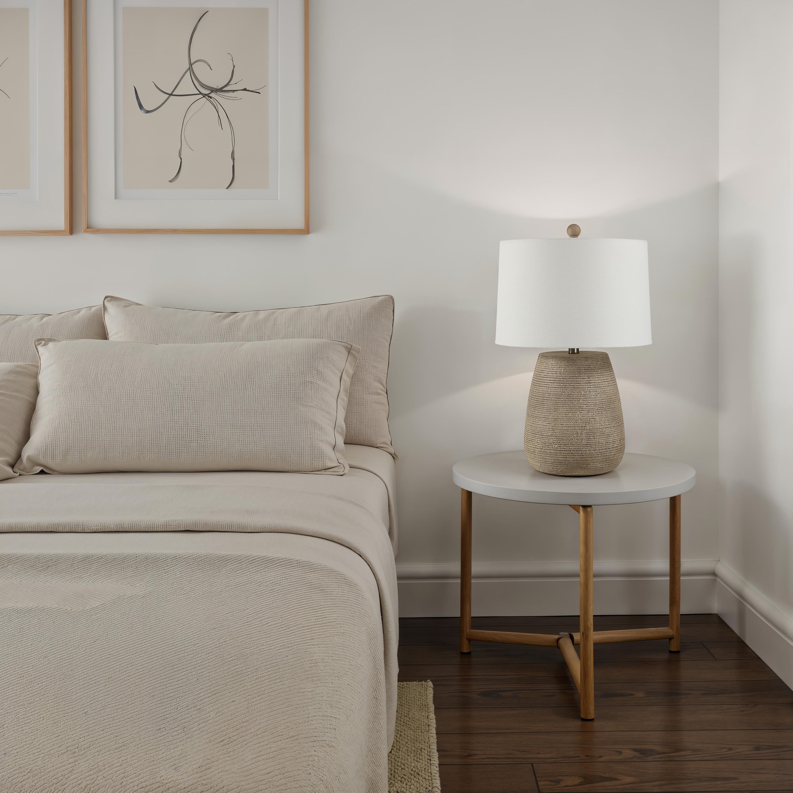 Optima 23.5" Height Table Lamps, Faux Ribbed Stone Texture - Lifestyle Image - LPT1378EV