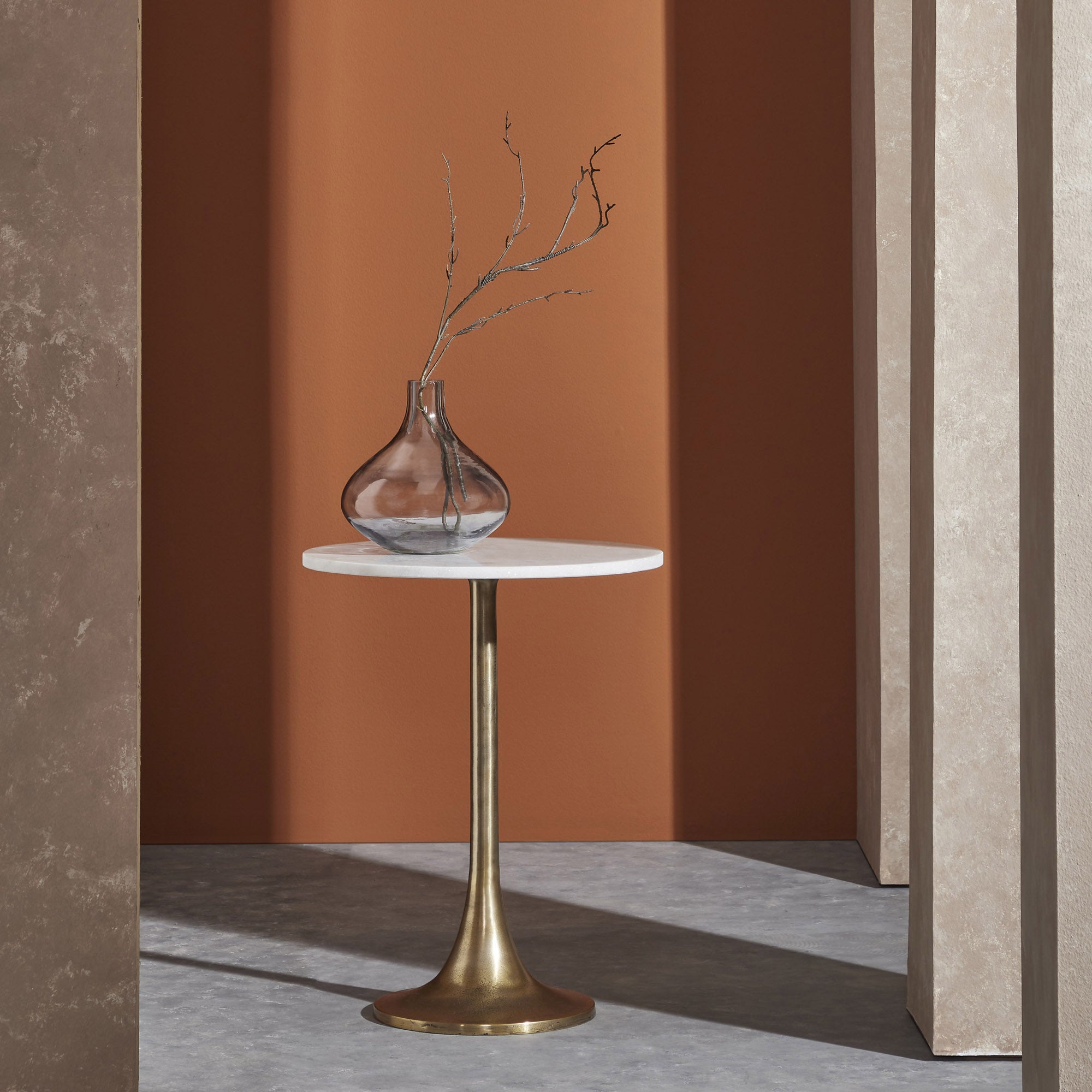 Amalya Indoor Aluminum Table, Antique Brass - Lifestyle Image - TA450