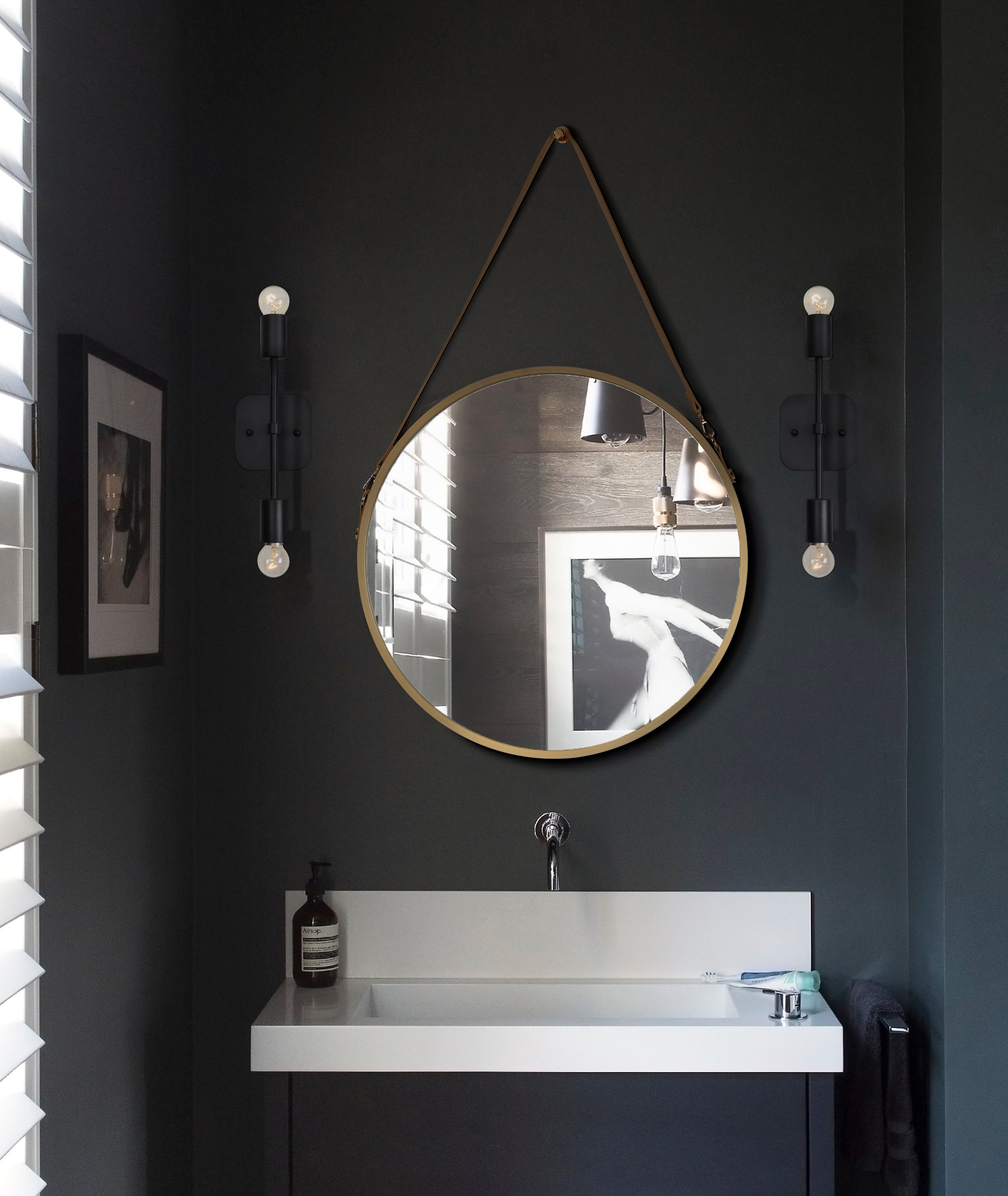 Albany I 13" Length Wall Sconce, Black - Lifestyle Image - WS008