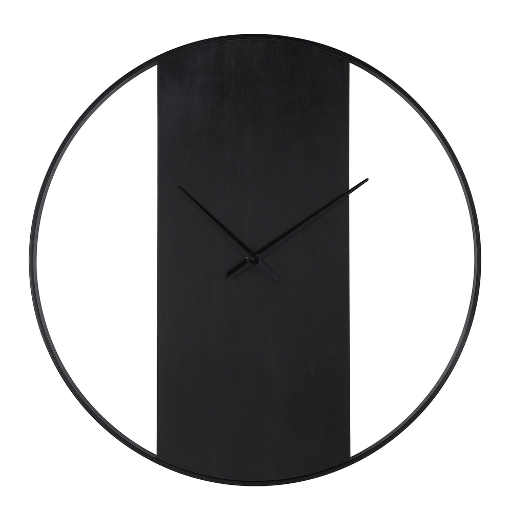 Romy Indoor Iron Wall Clock, Matte Black - Main Image - CL256