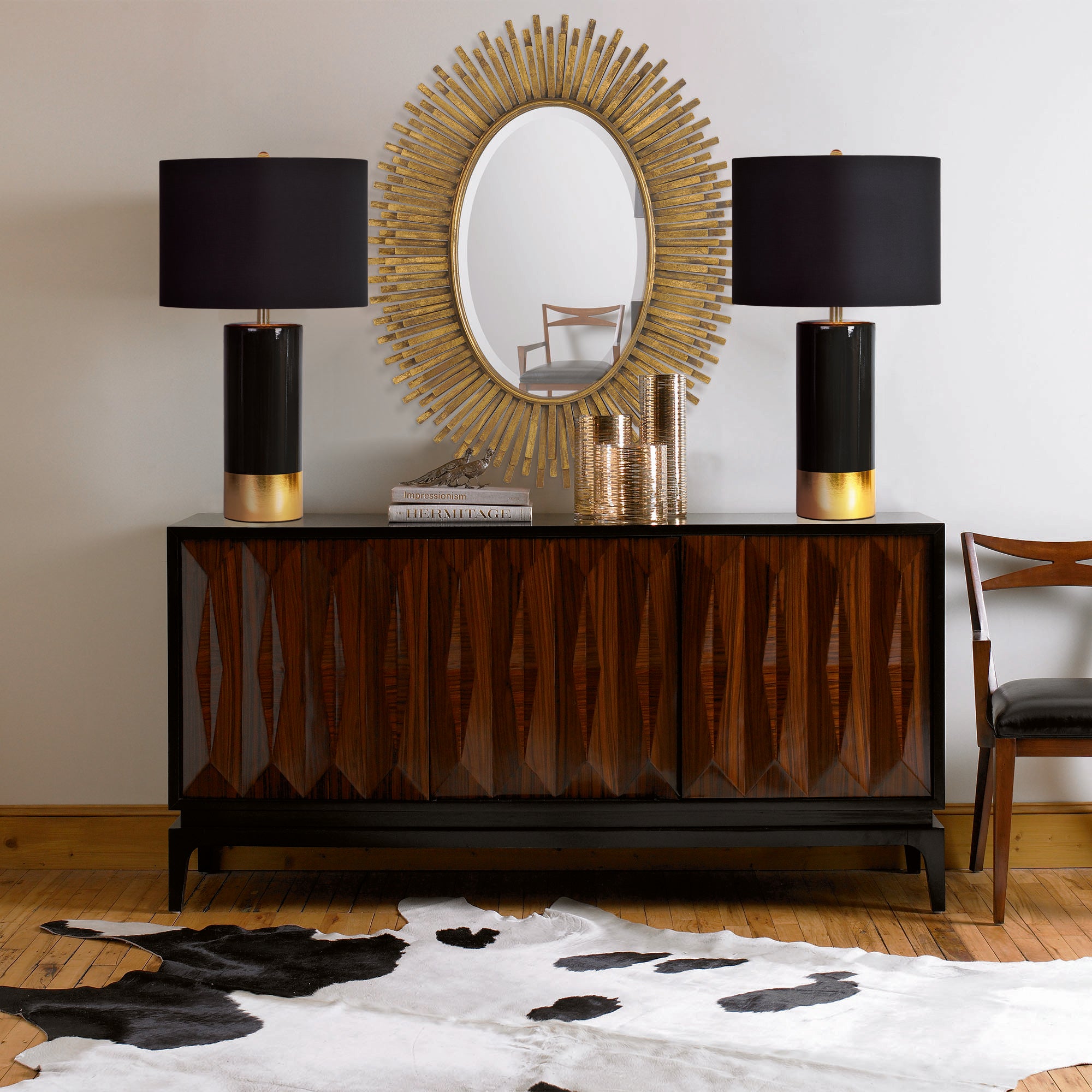The Tuxedo 29" Length Table Lamp, Black and Gold - Lifestyle Image - LPT631