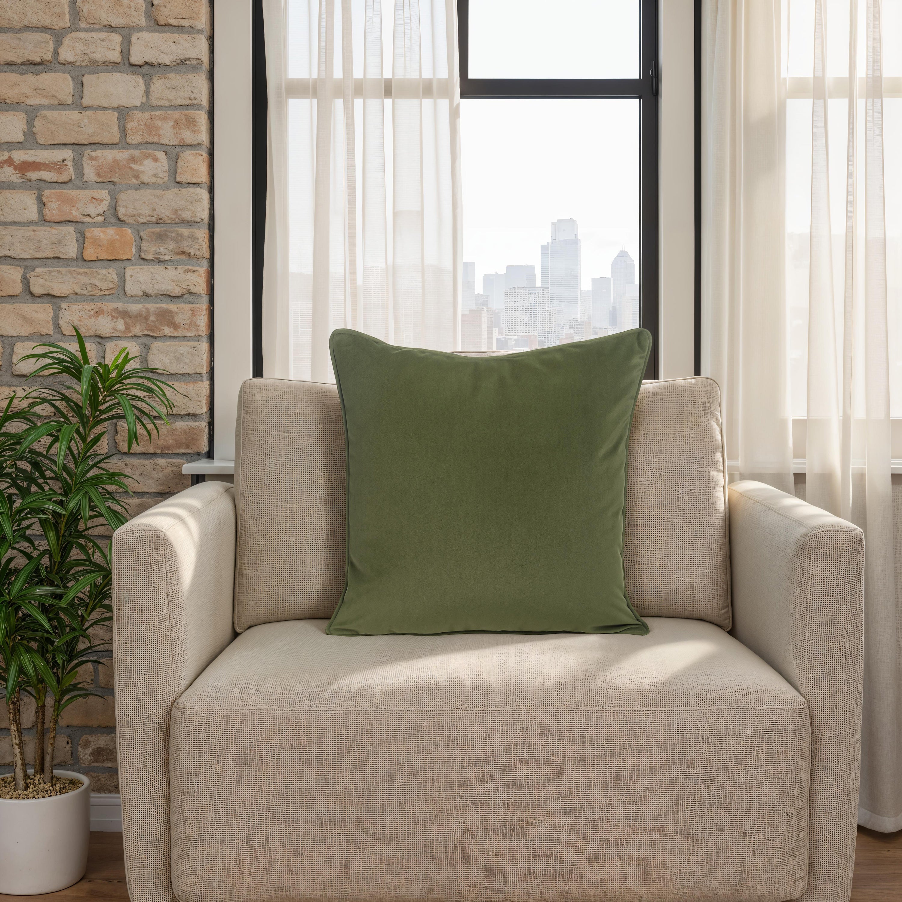Fora Pillows, Green - White Label Lifestyle Image - PWFL1475