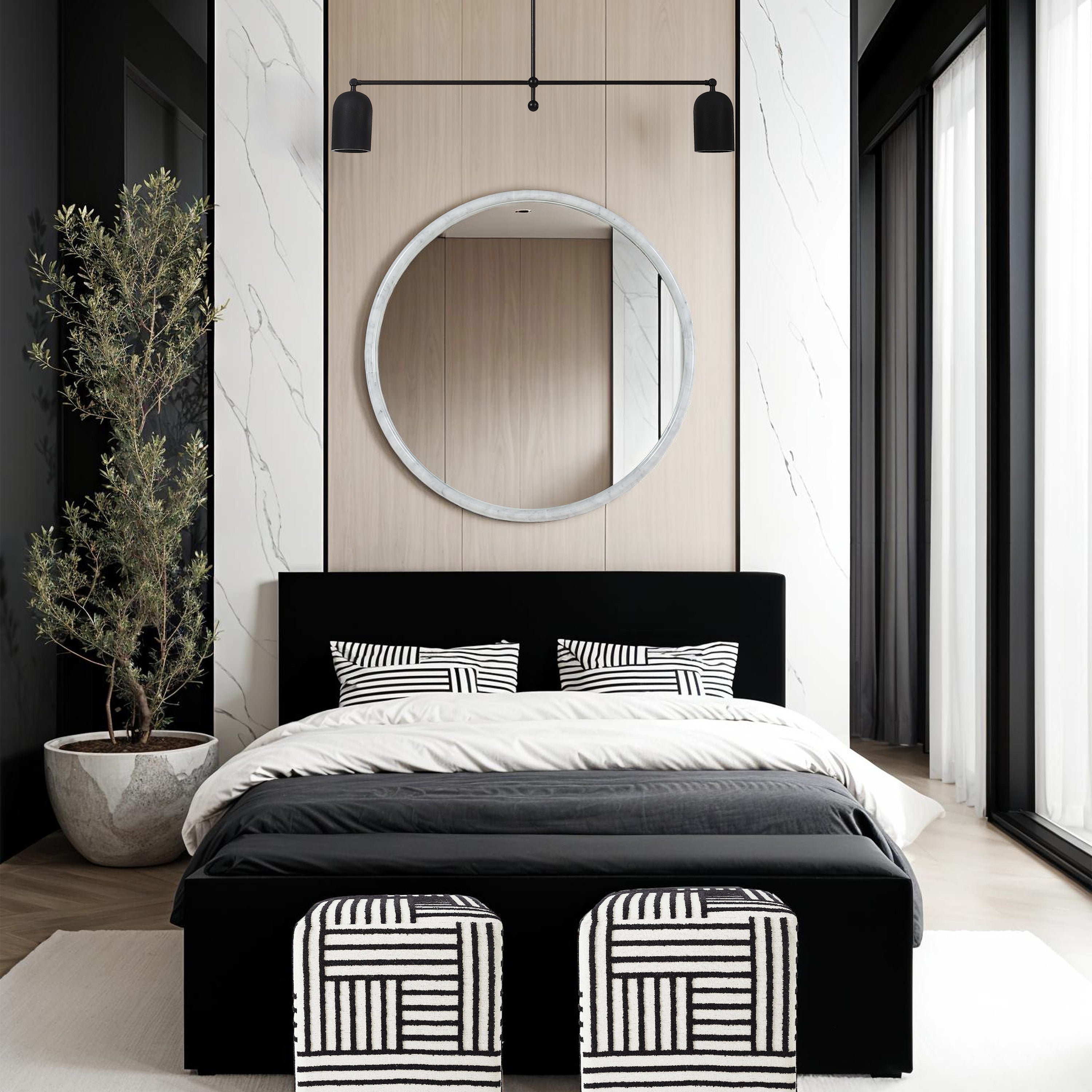 Cento 36" H x 36" W Wall Mirror, White - White Label Lifestyle Image - MT2759