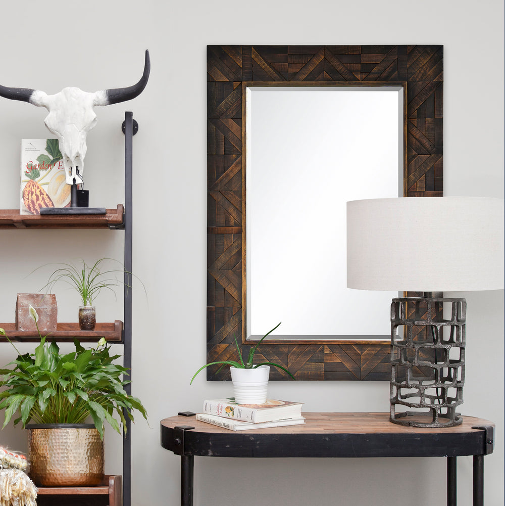 Madden 42" Tall Rectangle Wall Mirror, Brown - Lifestyle Image - MT2201
