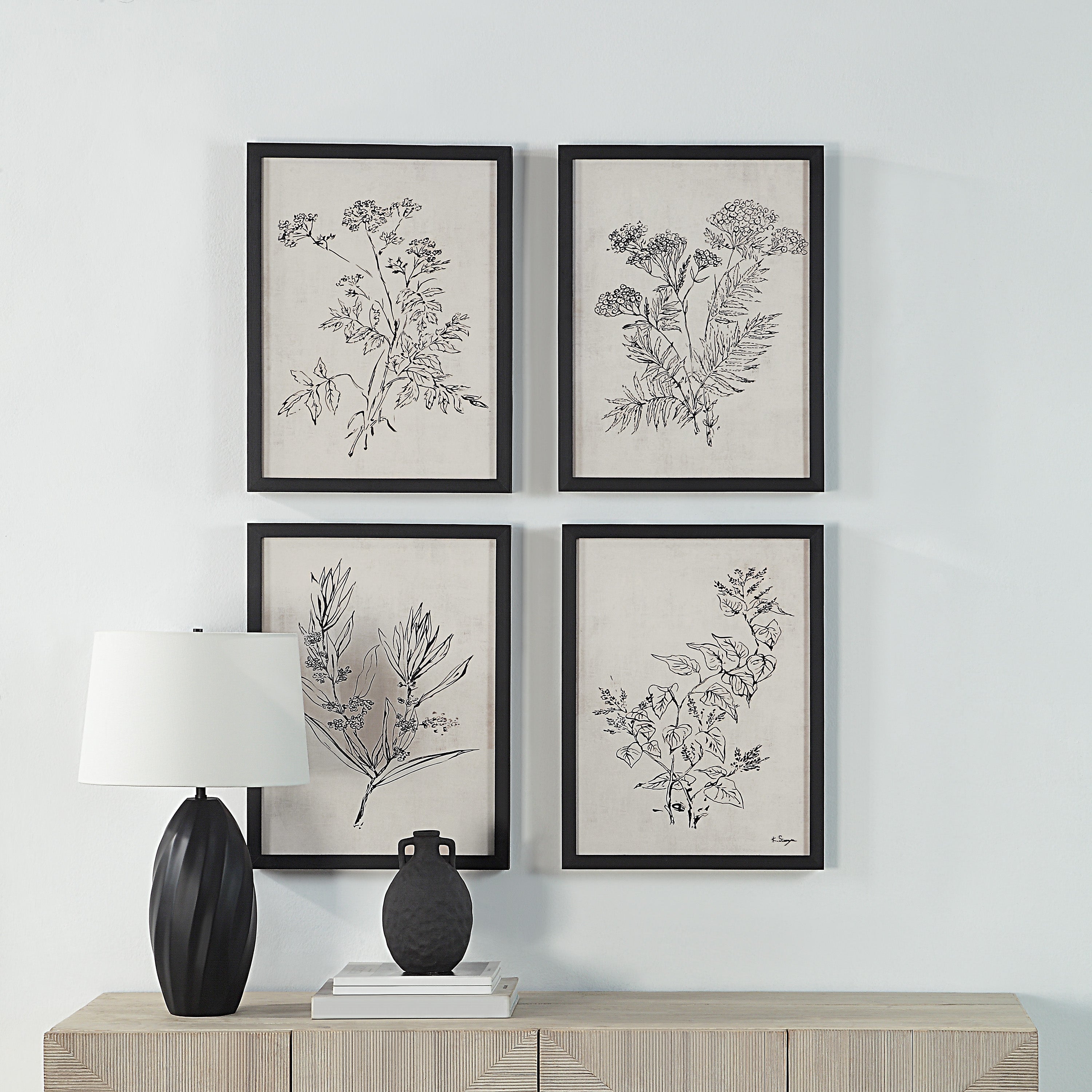 Basset 18" Wide Wall Art with Wood Frame, Painted Black - Lifestyle Image - PA0041