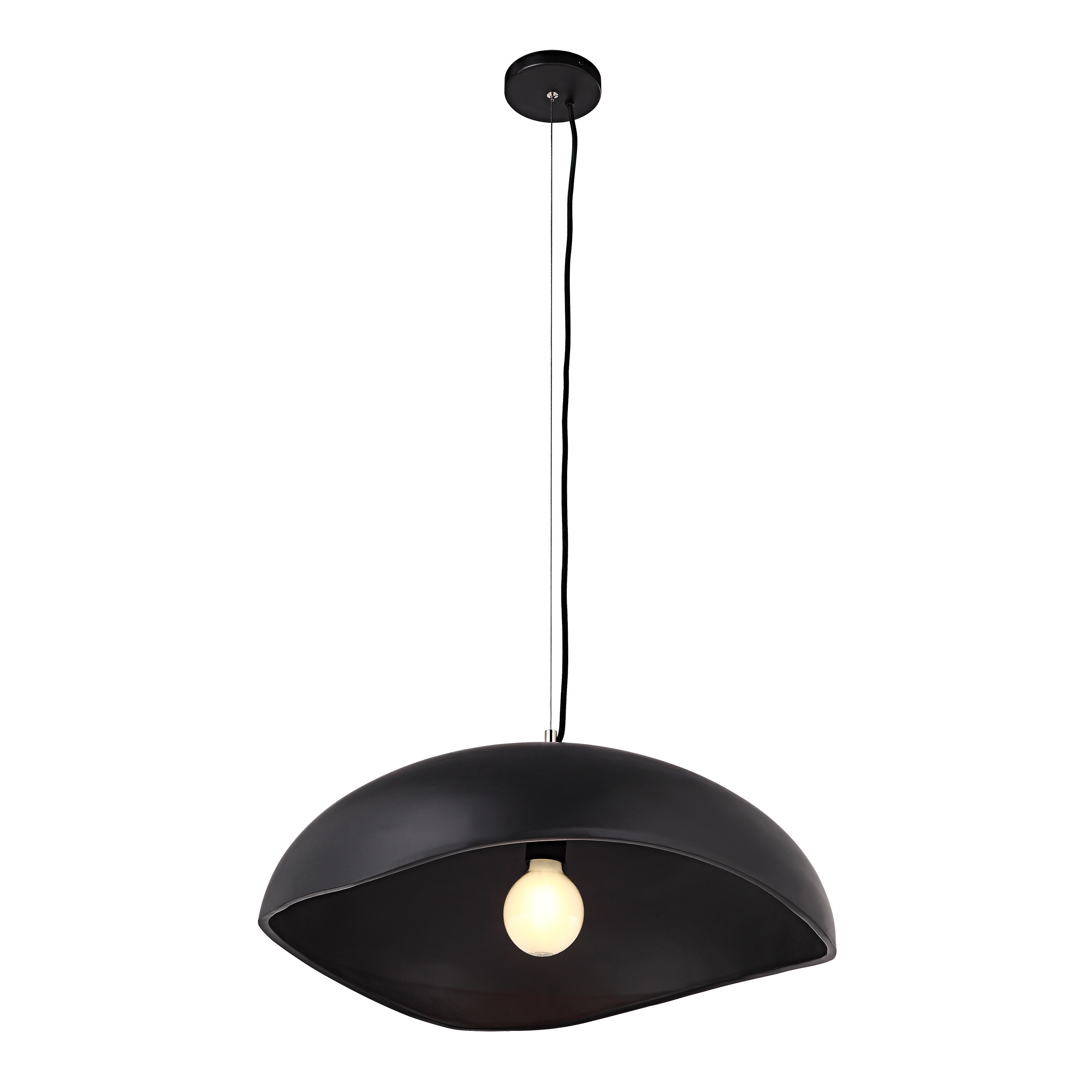 Filomena 22" Wide 1-Light Chandelier, Matte Black - Angle Image - LPC4479