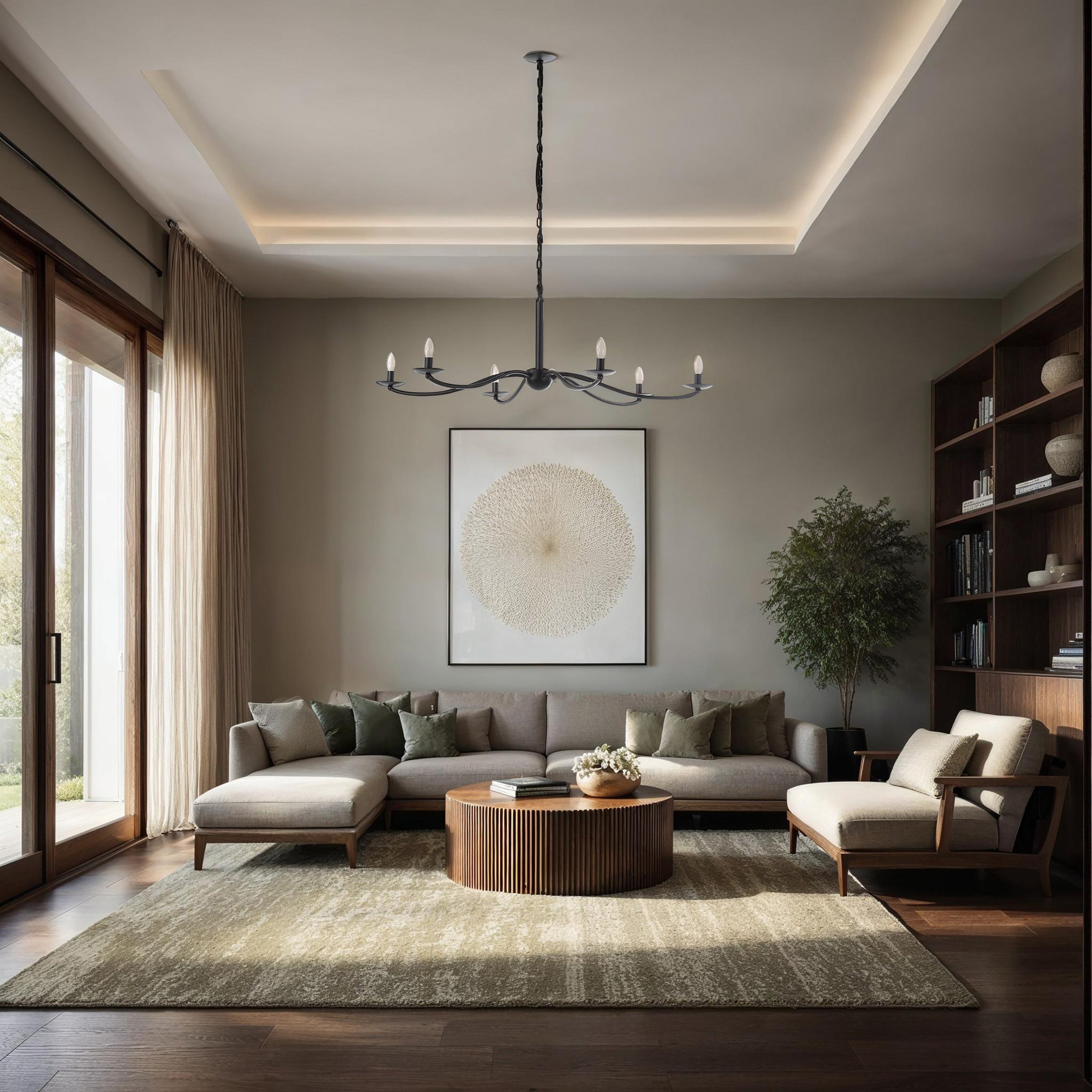 Landen 75.75" Height Ceiling Fixture, Powder Coated Matte Black - Lifestyle Image - LPC4495
