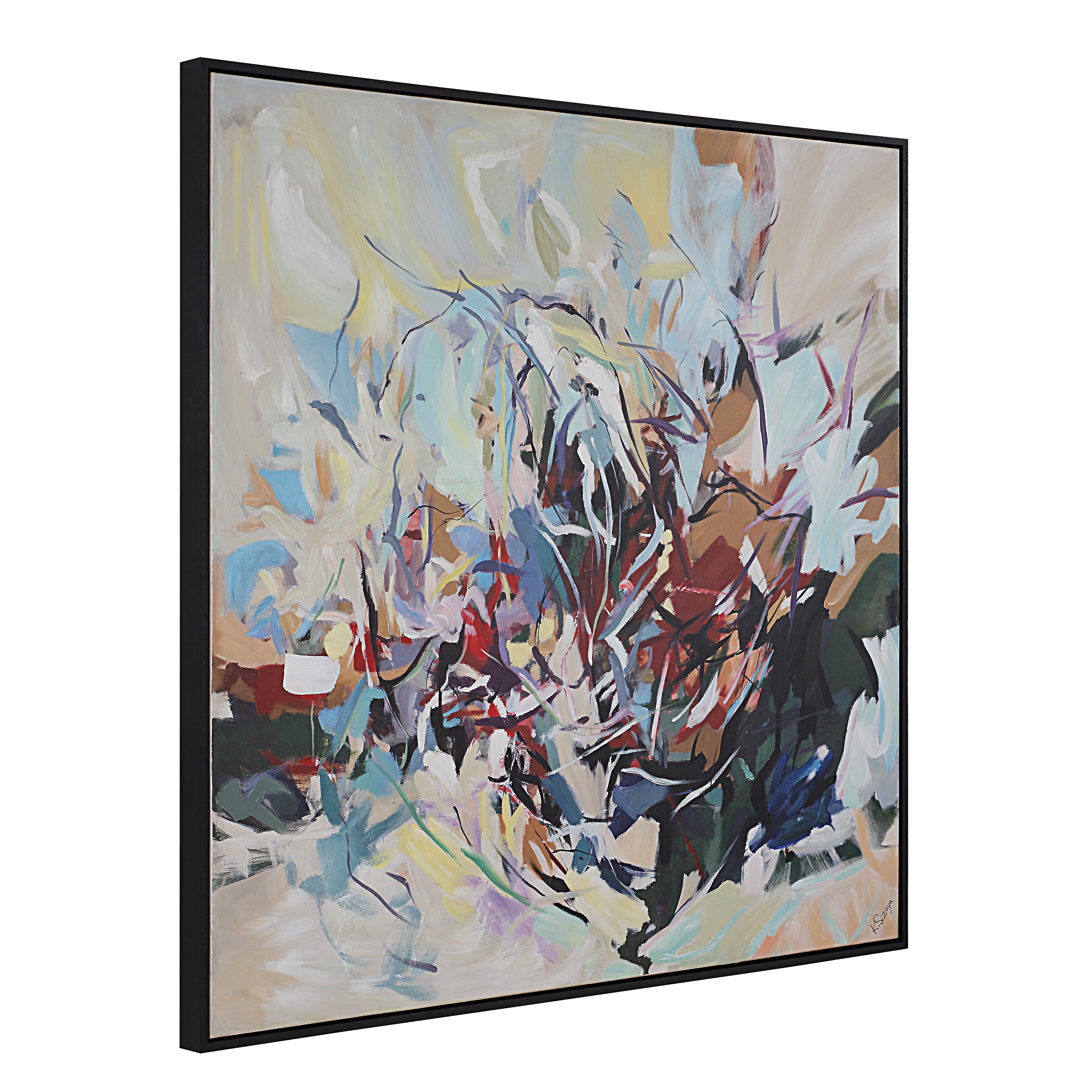 Iman 50" H x 50" W Canvas Art, White - Angle Image - OL2181