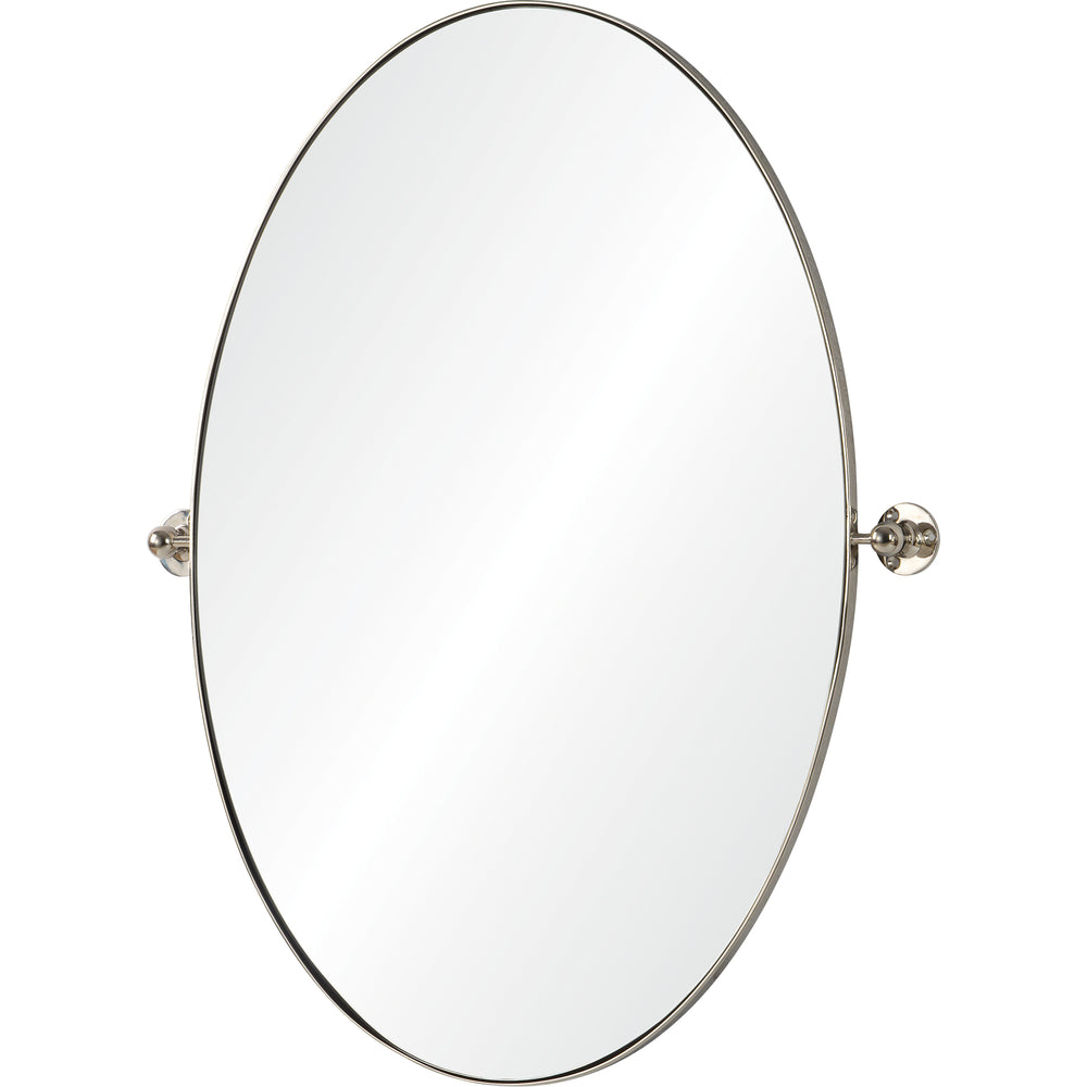 Azalea 24" Tall Oval Wall Mirror, Grey - Angle Image - MT2353