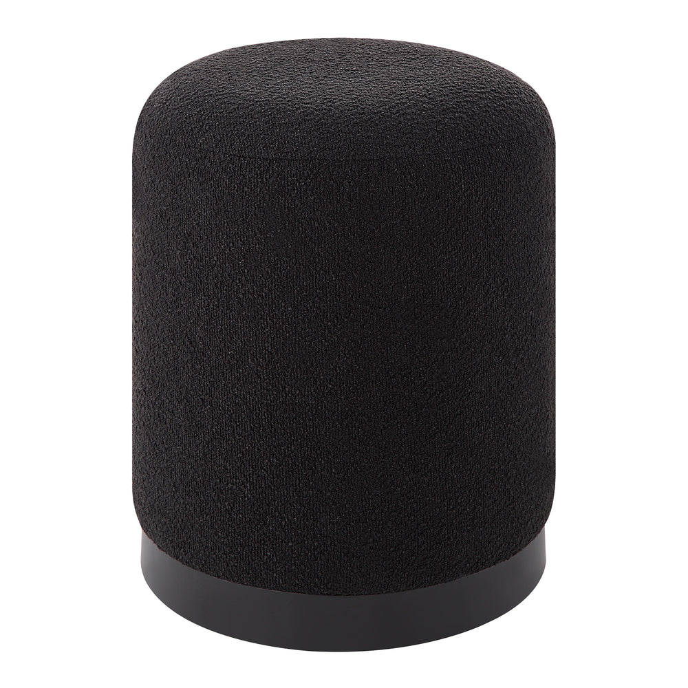 Castillo Indoor Boucle Ottoman, Black - Angle Image - CHA092