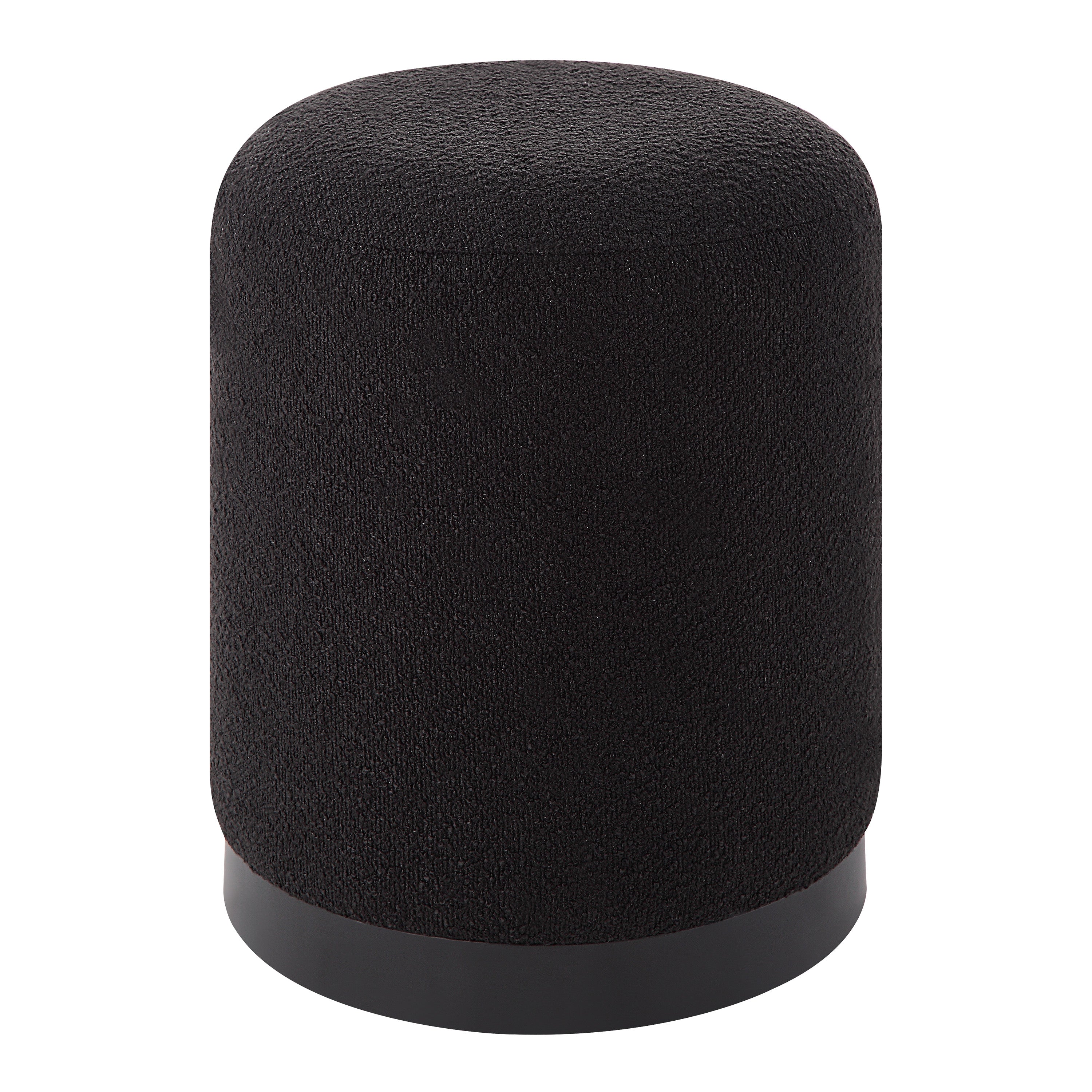 Castillo Indoor Boucle Ottoman, Black - Angle Image - CHA092