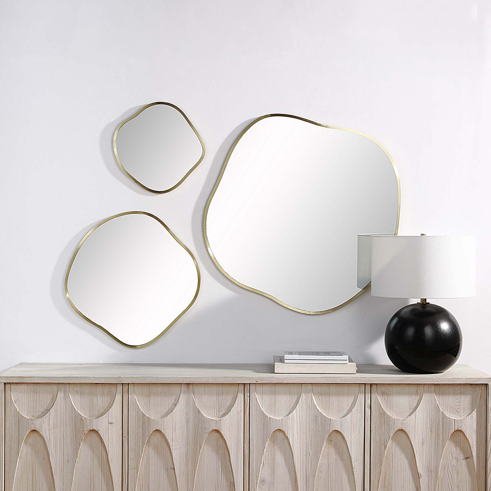 Nucleus 36/24/16" Tall Irregular Wall Mirror, Yellow - Lifestyle Image - MT2549