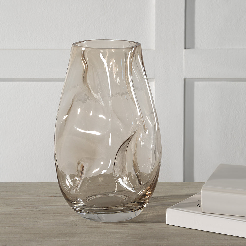 Tawny Indoor Mouth Blown Glass Glass Vase, Beige - Lifestyle Image - VAS284