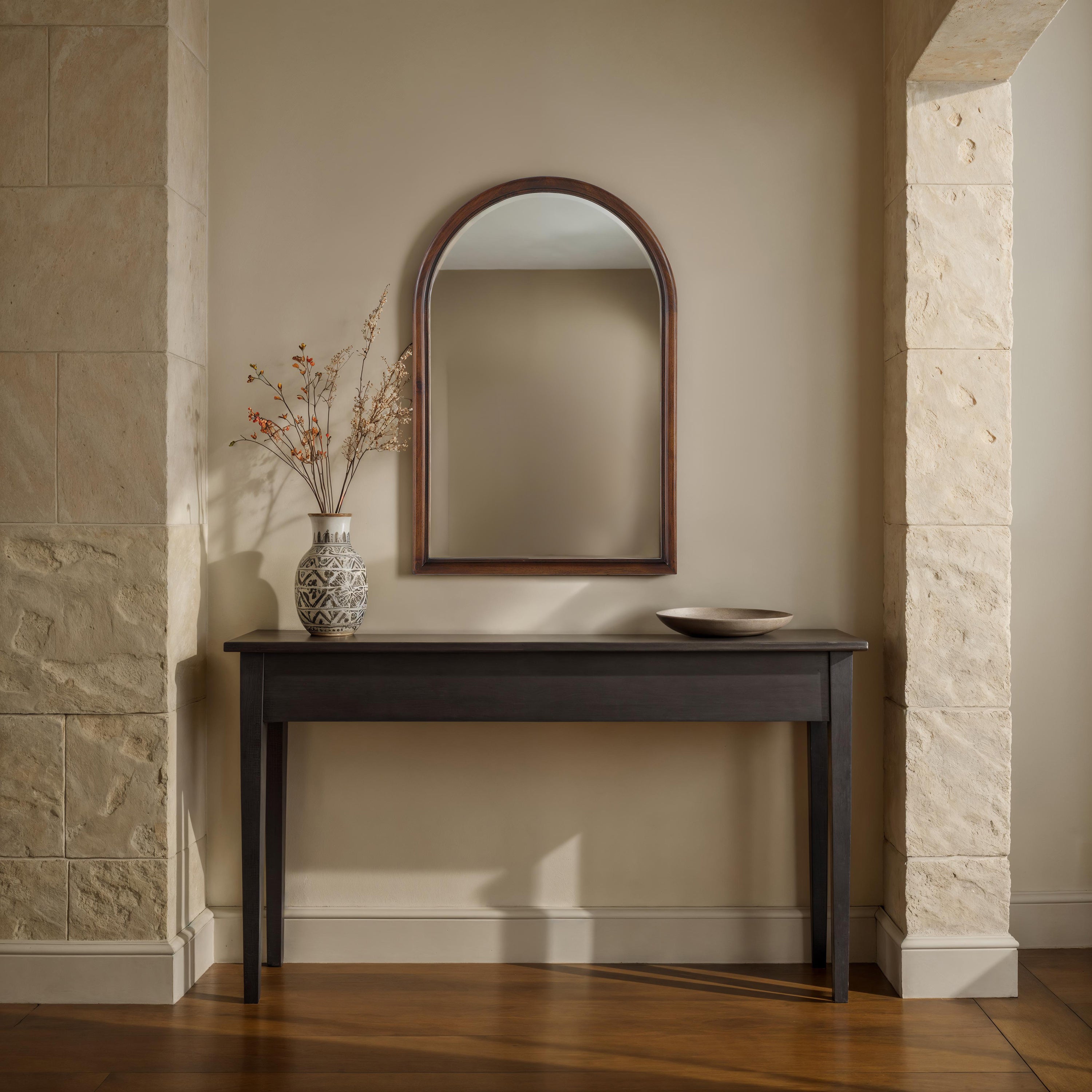 Lanai 36" H x 24" W Wall Mirror, Brown - White Label Lifestyle Image - MT2746