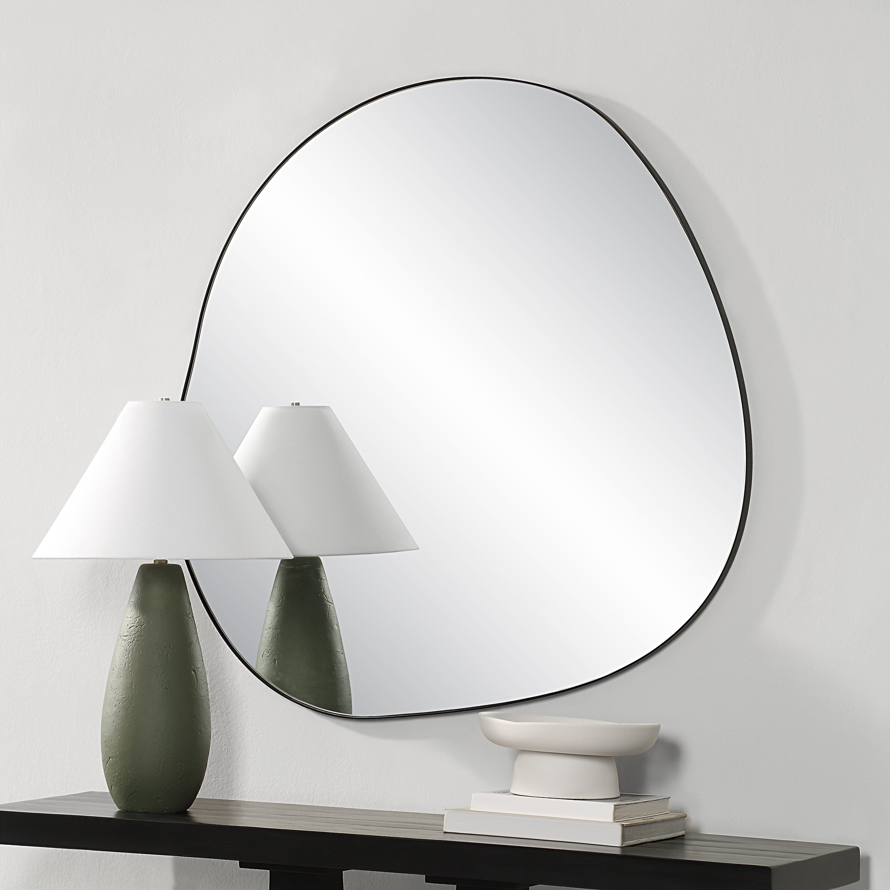 Dolly 45.25" Tall Irregular Wall Mirror, Black - White Label Lifestyle Image - MT2657