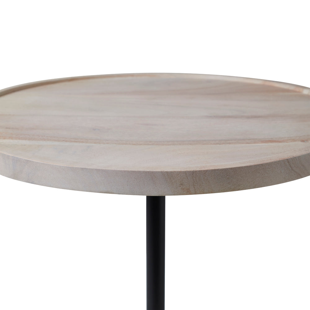 Antares Indoor Acacia Wood Side Table, Whitewash - Detail Image - TA493