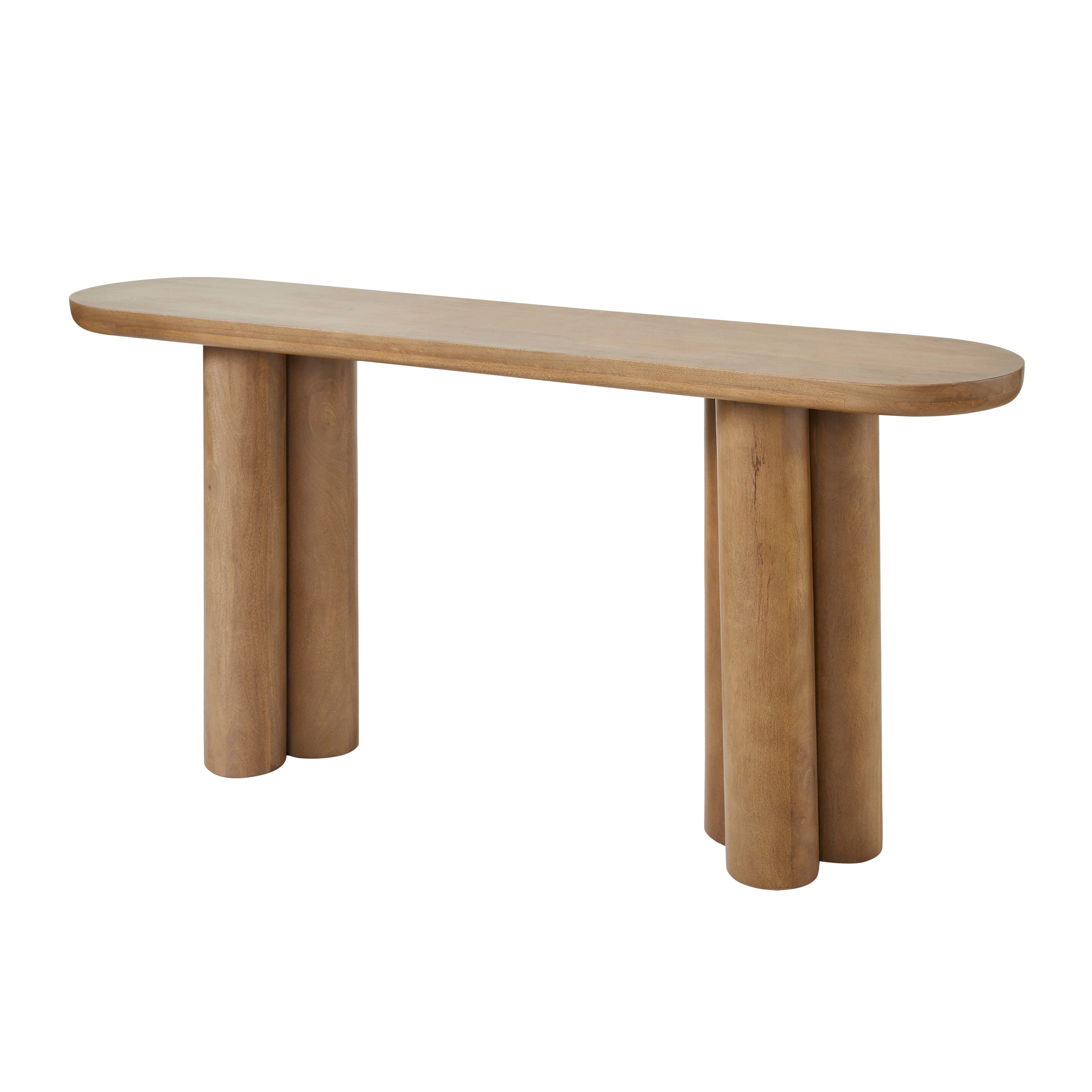 Ramona Indoor Mango Wood Console Table, Light Brown - Angle Image - TA512
