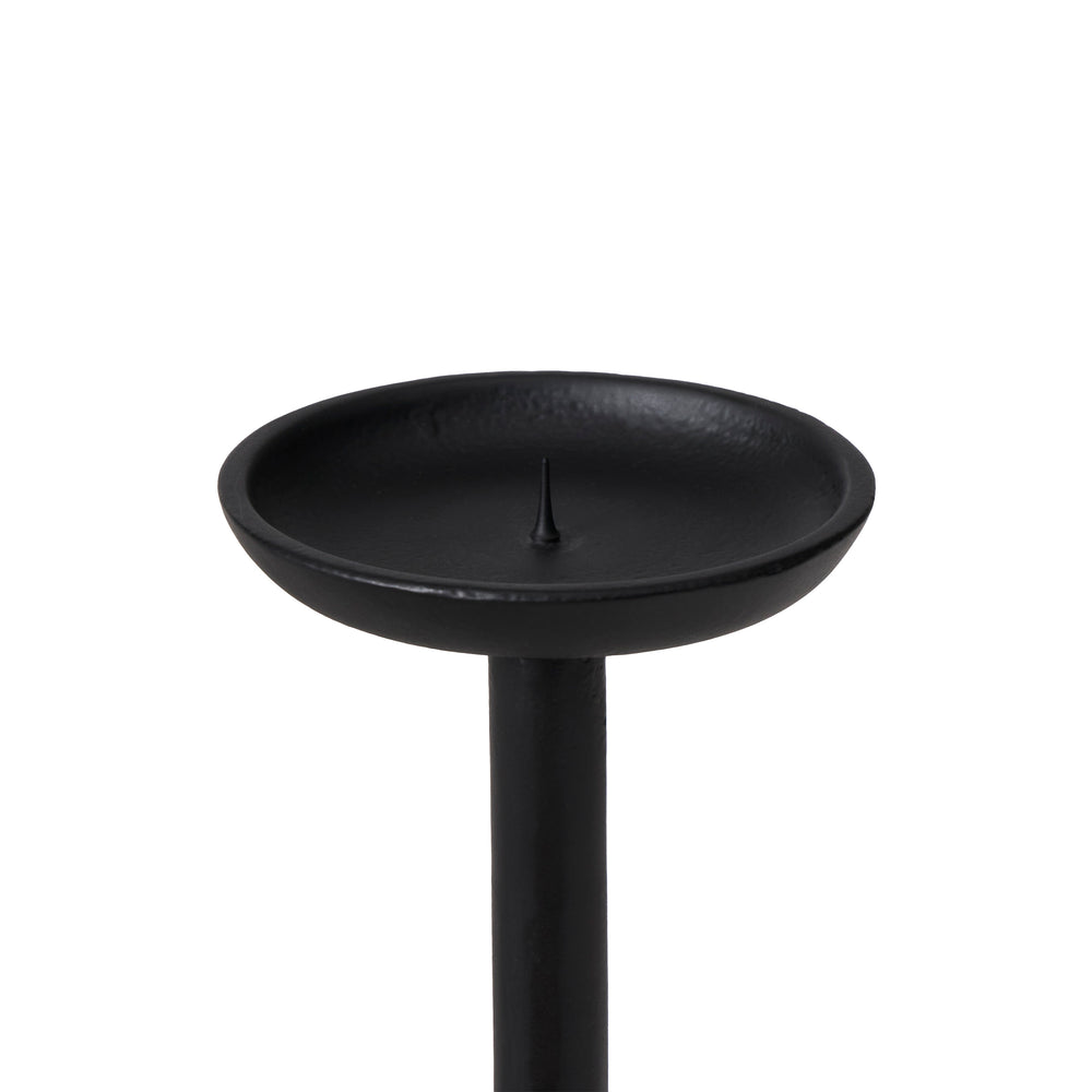Agra Candle Holder, Matte Black - Angle Image - CAN188