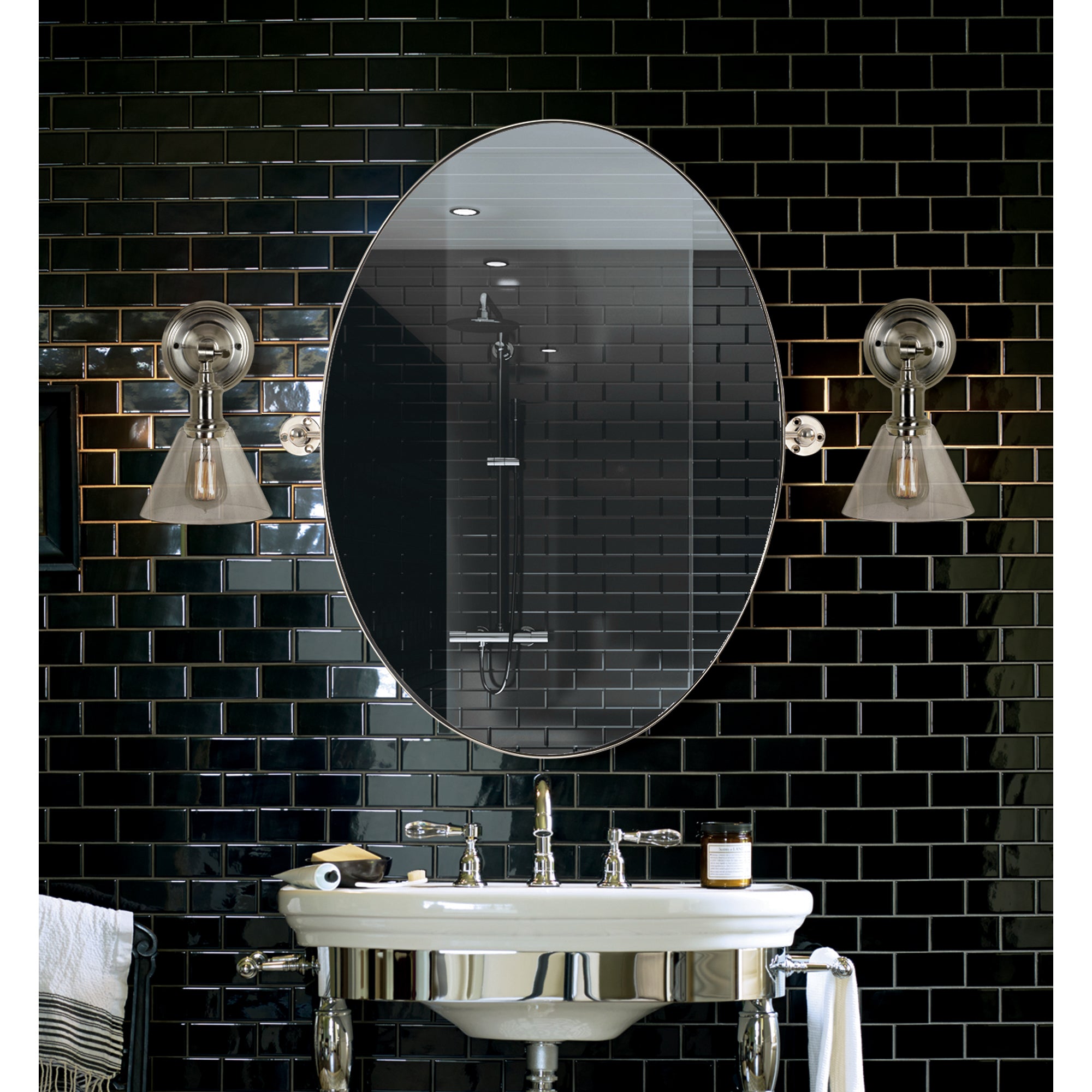 Azalea 24" Tall Oval Wall Mirror, Grey - Lifestyle Image - MT2353