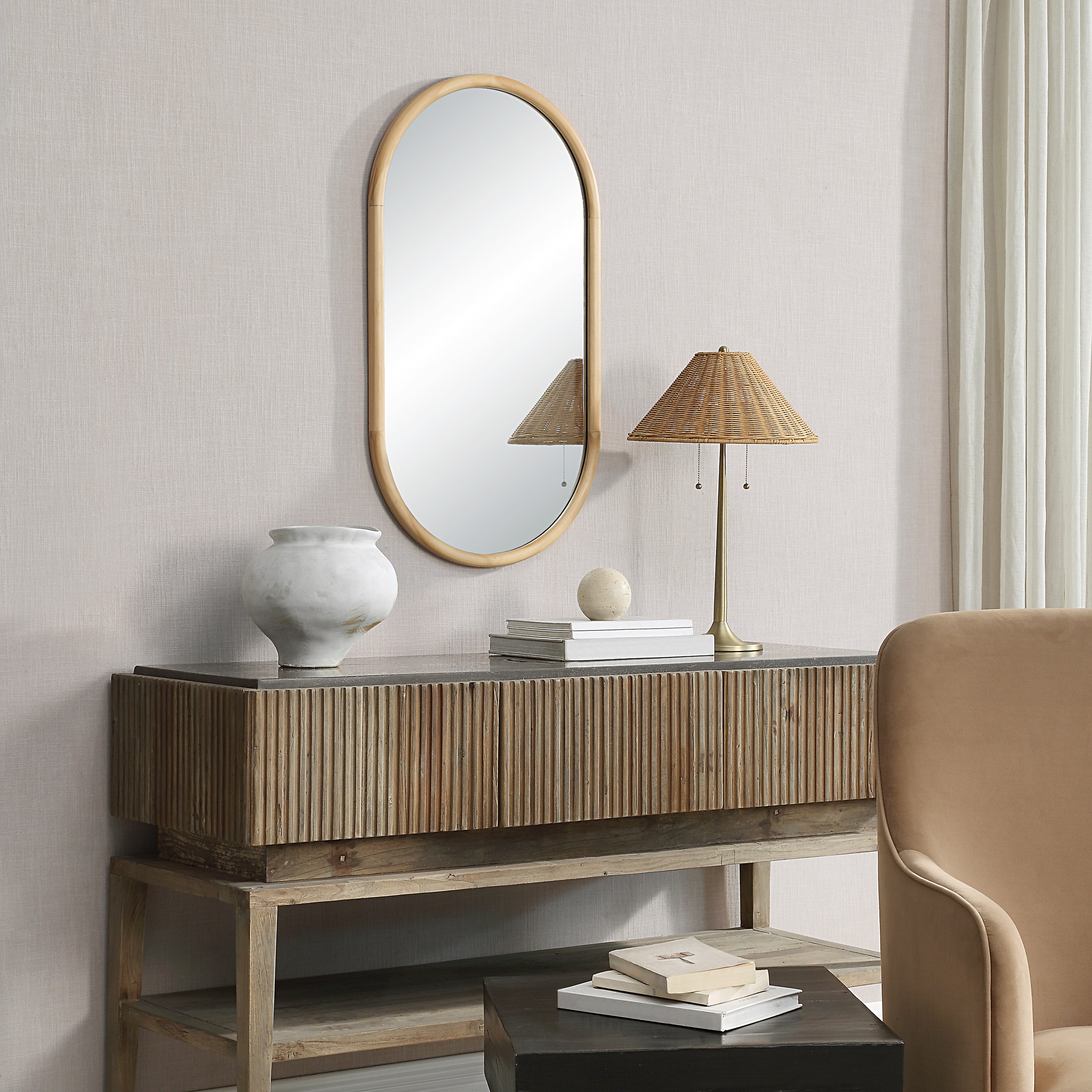 Puno 36" H x 20" W Wall Mirror, Brown - Lifestyle Image - MT2716