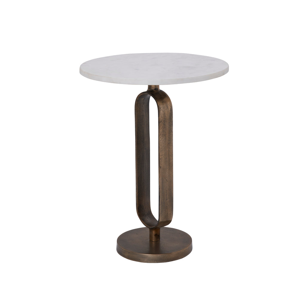 Irene Indoor Cast Aluminum Side Table, Antique Brass - Angle Image - TA473