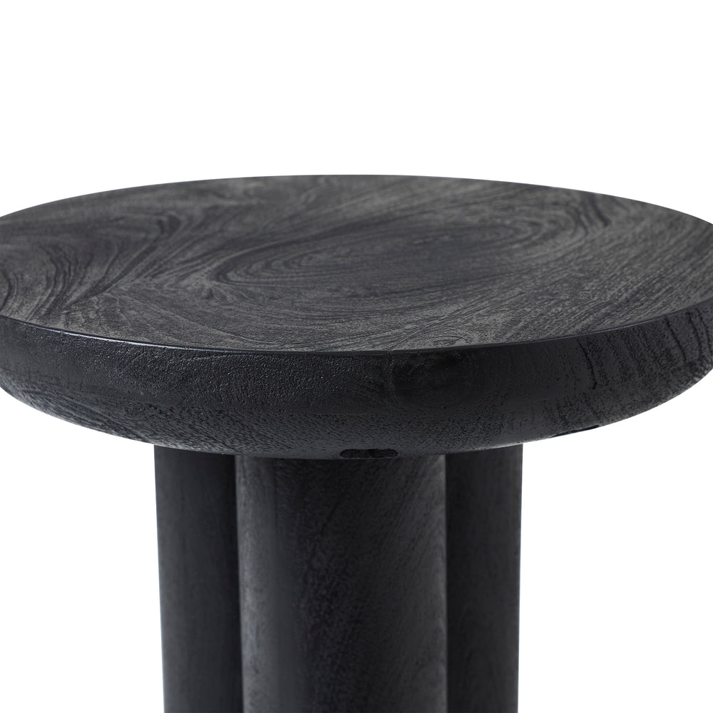 Quintin Indoor Mango Wood Side Table, Black - Detail Image - TA507
