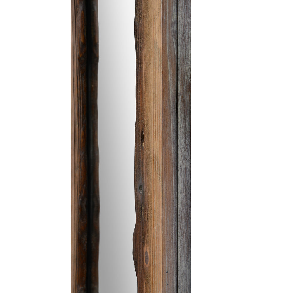 Connix 50" Tall Rectangle Wall Mirror, Brown - Additional Image 2 - MT2385
