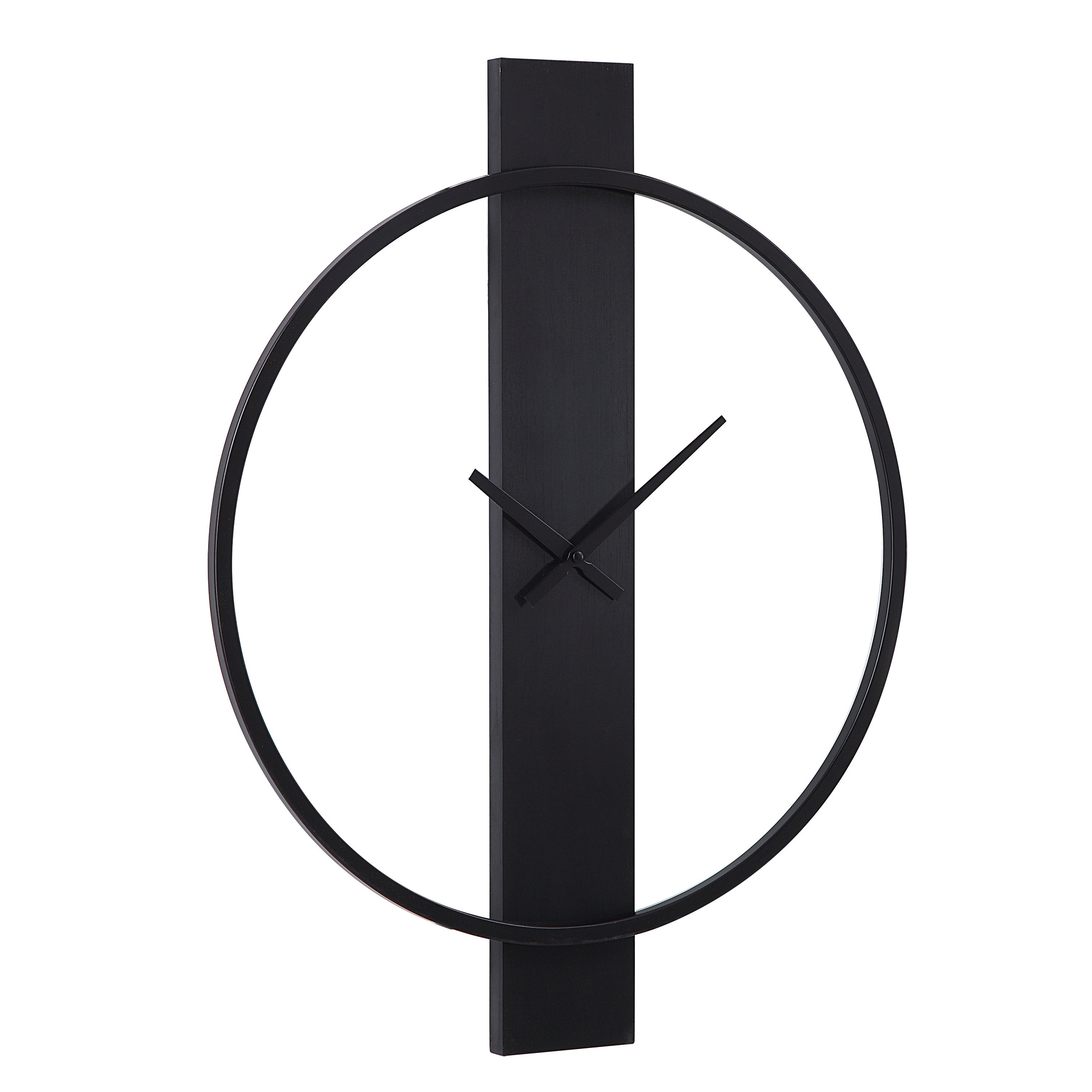 Romane Indoor Iron Wall Clock, Matte Black - Angle Image - CL255