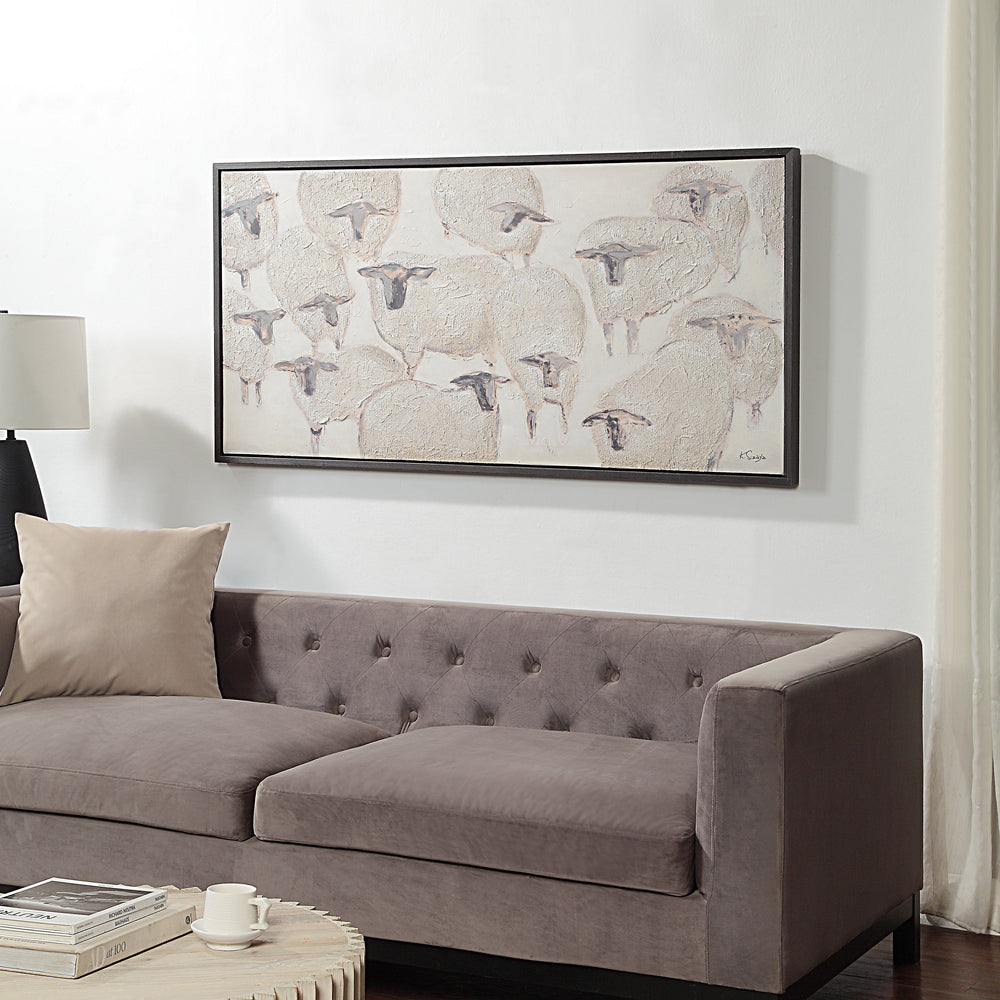 Shah 60" Wide Canvas Art with Wood Frame, Dark Grey - Lifestyle Image - OL2162