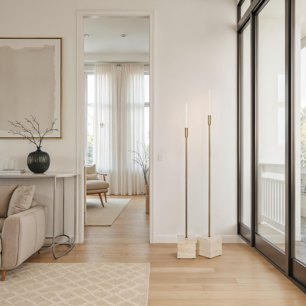 Chambers Floor Candle Holder, (2 Piece Set) - White Label Lifestyle Image - CAN191