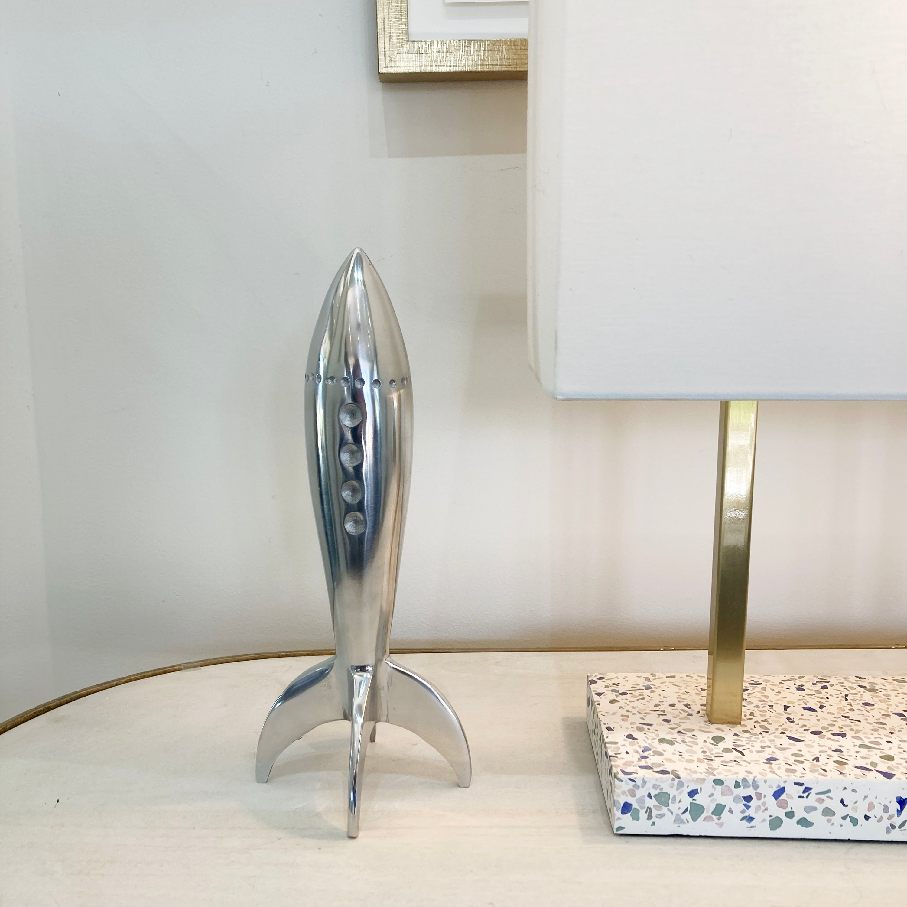 Rush Indoor Aluminum Statue, Polished Silver - Lifestyle Image - STA432