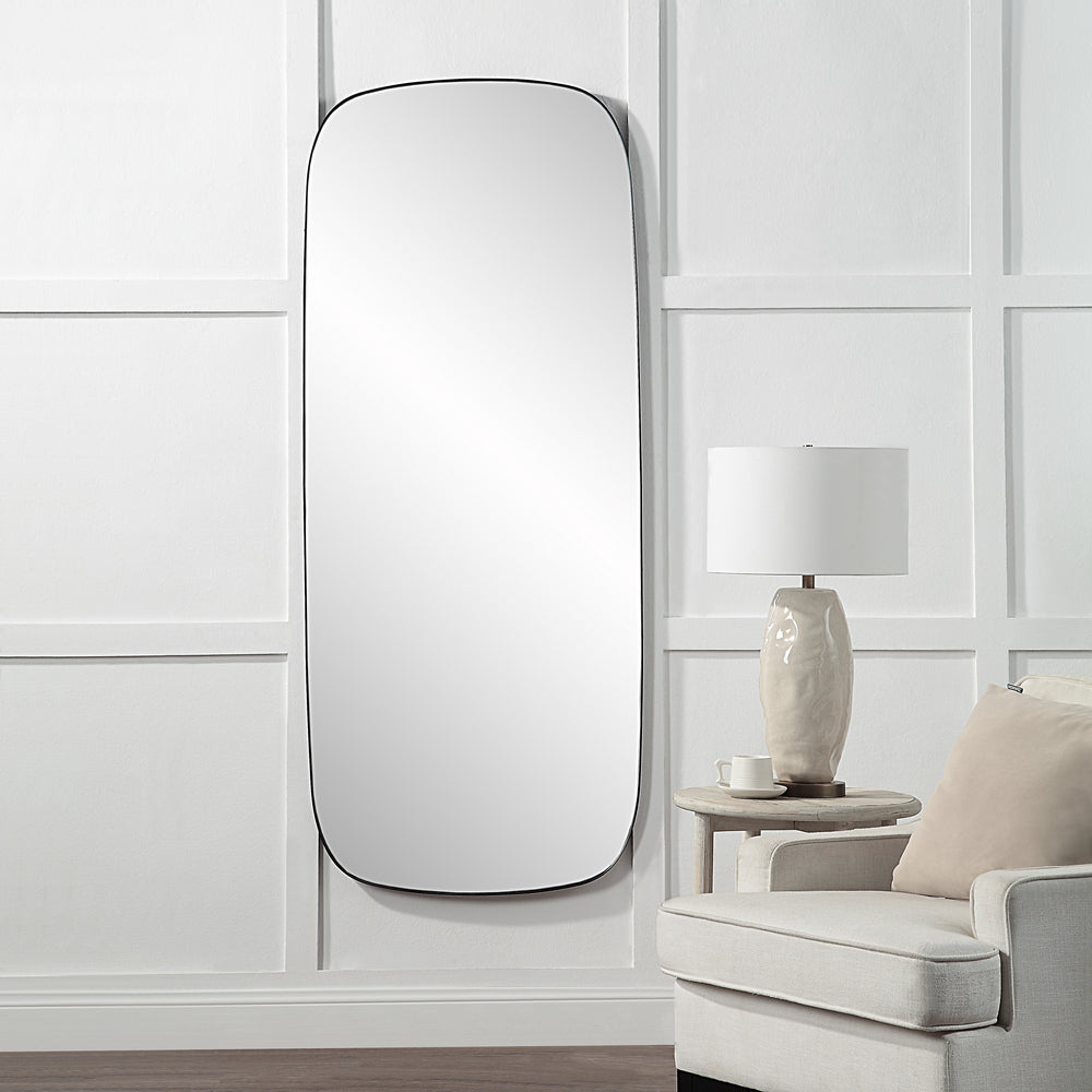 Almandine 72" Tall Rectangular Mirror, Matte Black - Lifestyle Image - MT2614