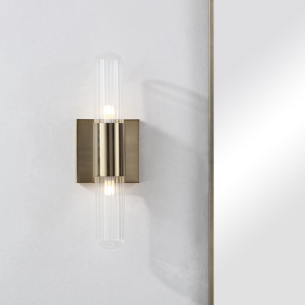 Chiara 15.75" Ribbed Clear 2-Light Wall Sconce - Lifestyle Image - WS134