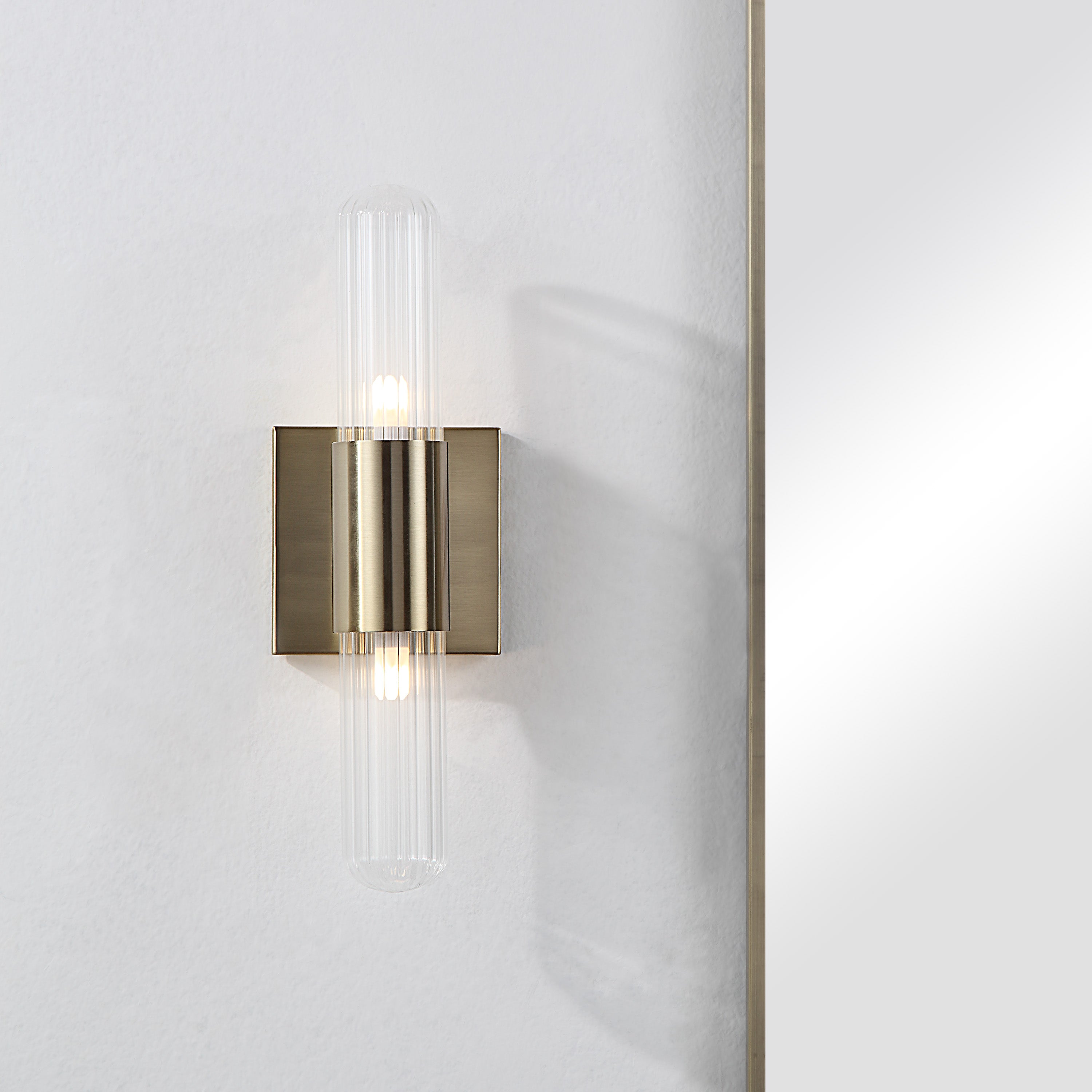 Chiara 15.75" Ribbed Clear 2-Light Wall Sconce - Lifestyle Image - WS134